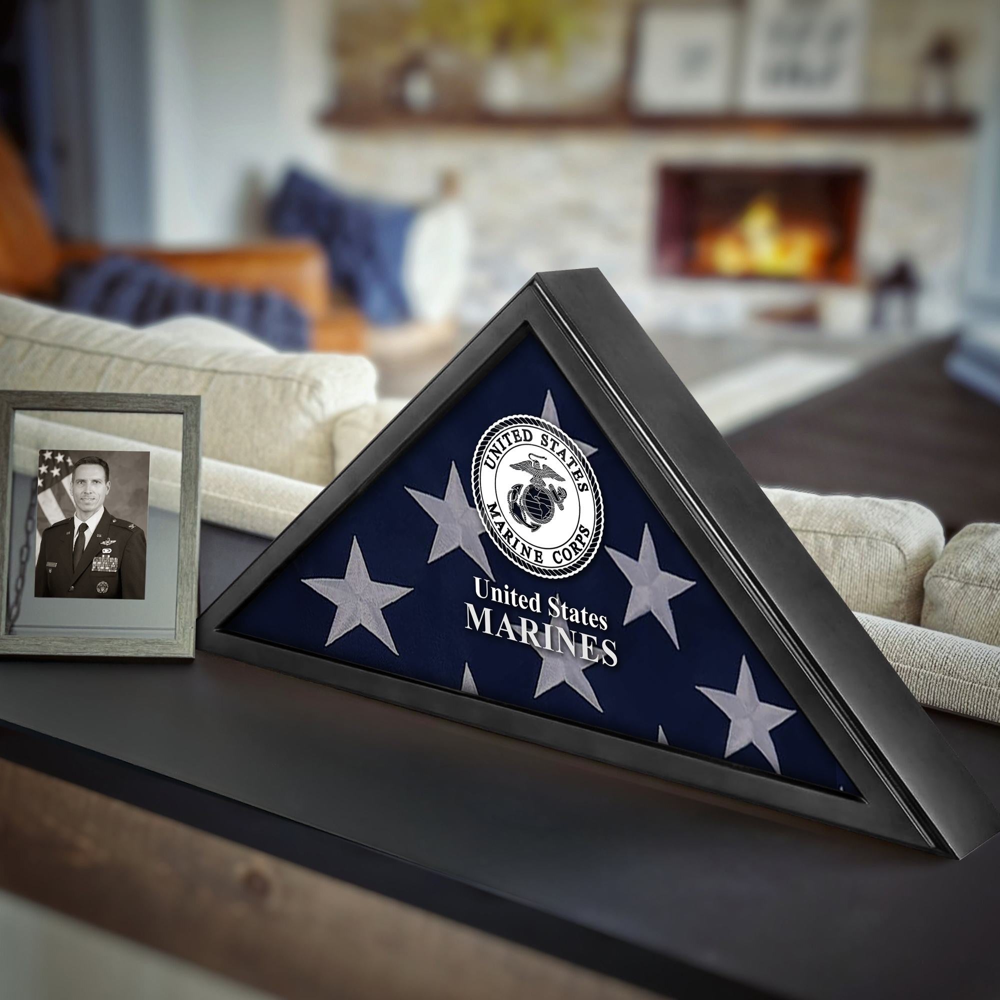 Premium Flag Case BPVC210301, Black Flag Box for American Veteran Flag 9.5 X 5 Feet, Flag Display Case for Burial, Flag Wall Mounted, Flag to Display Folded