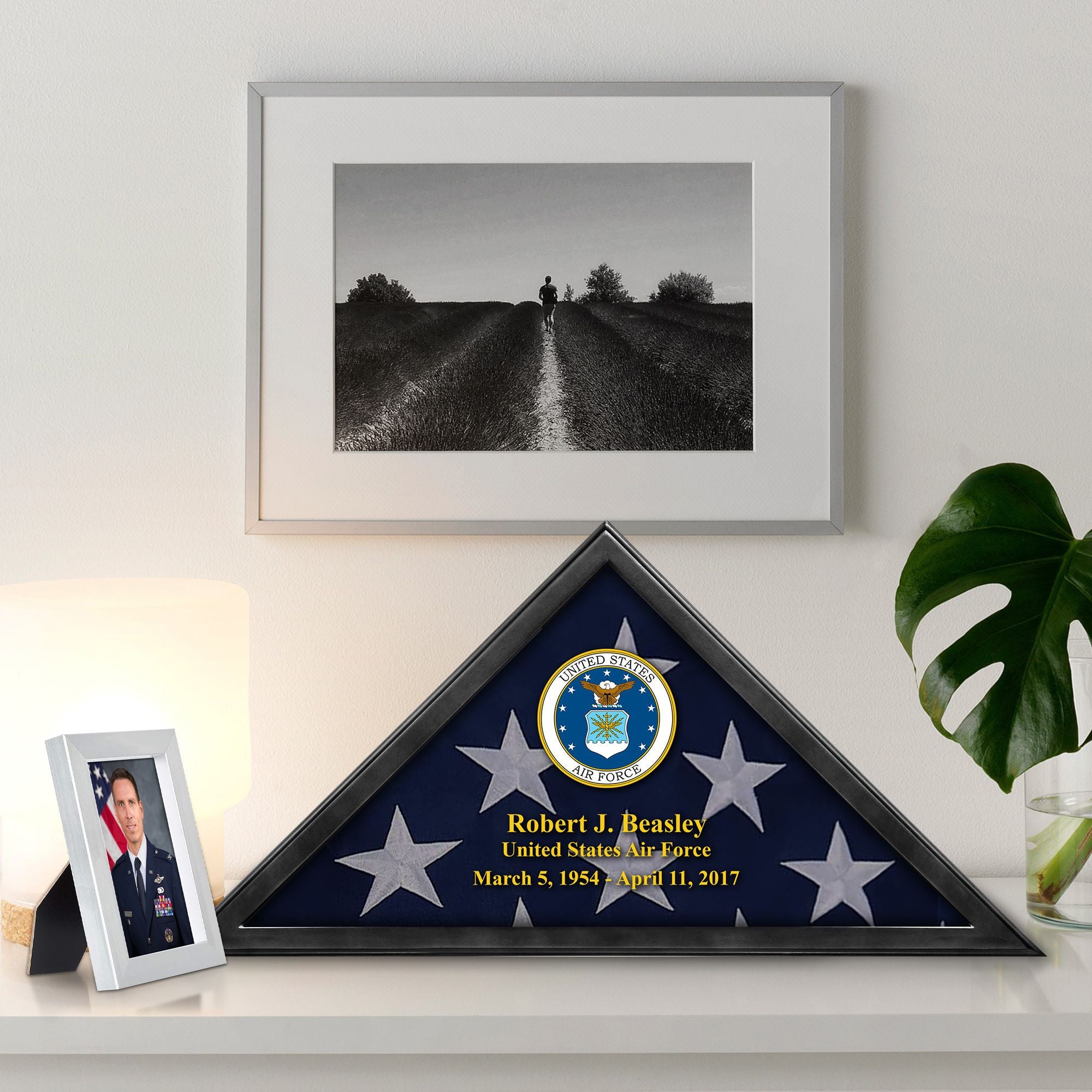 Premium Personalized Flag Case BPVC210302, Black Flag Box for American Veteran Flag 9.5 X 5 Feet, Flag Display Case for Burial, Flag Wall Mounted, Flag to Display Folded