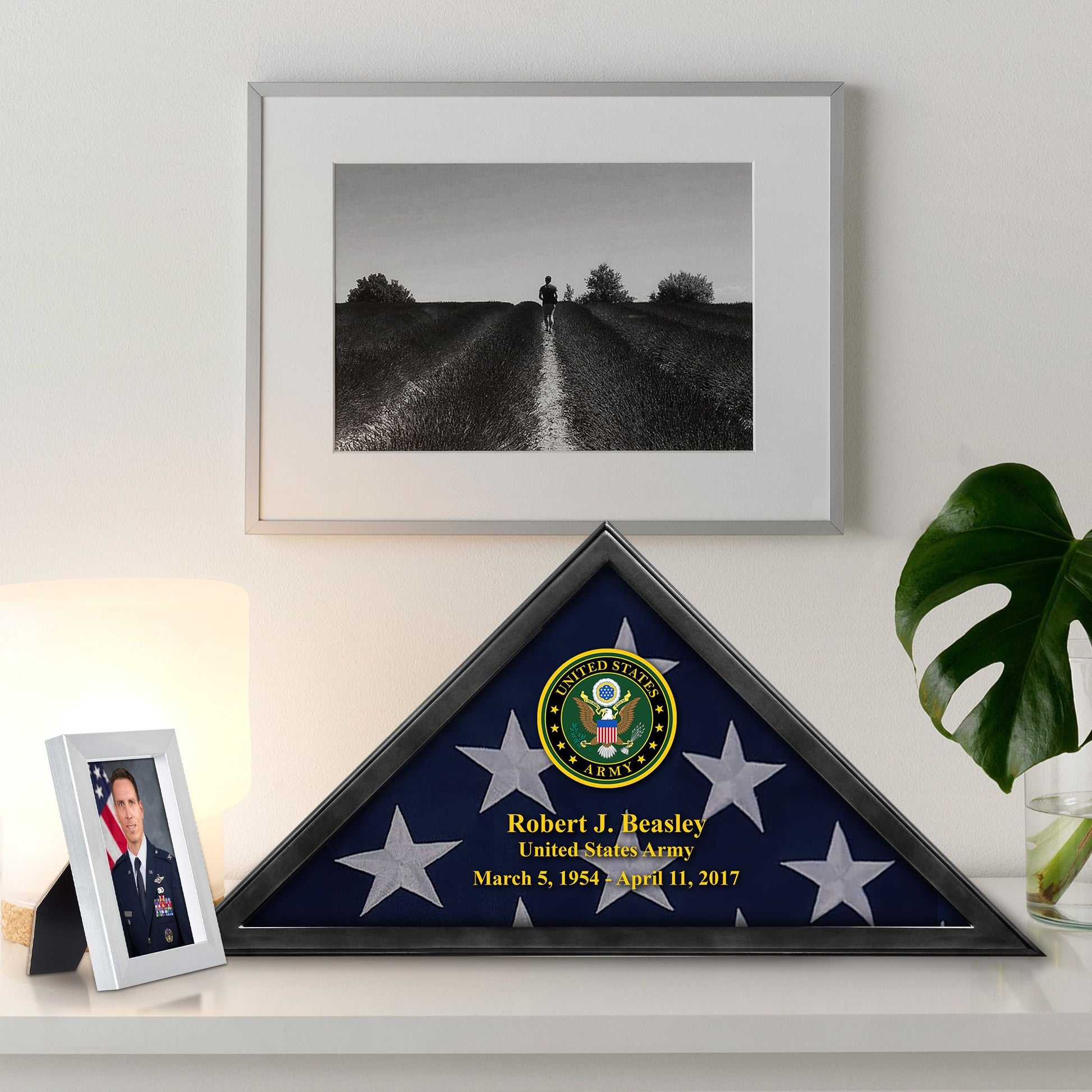 Premium Personalized Flag Case BPVC210302, Black Flag Box for American Veteran Flag 9.5 X 5 Feet, Flag Display Case for Burial, Flag Wall Mounted, Flag to Display Folded