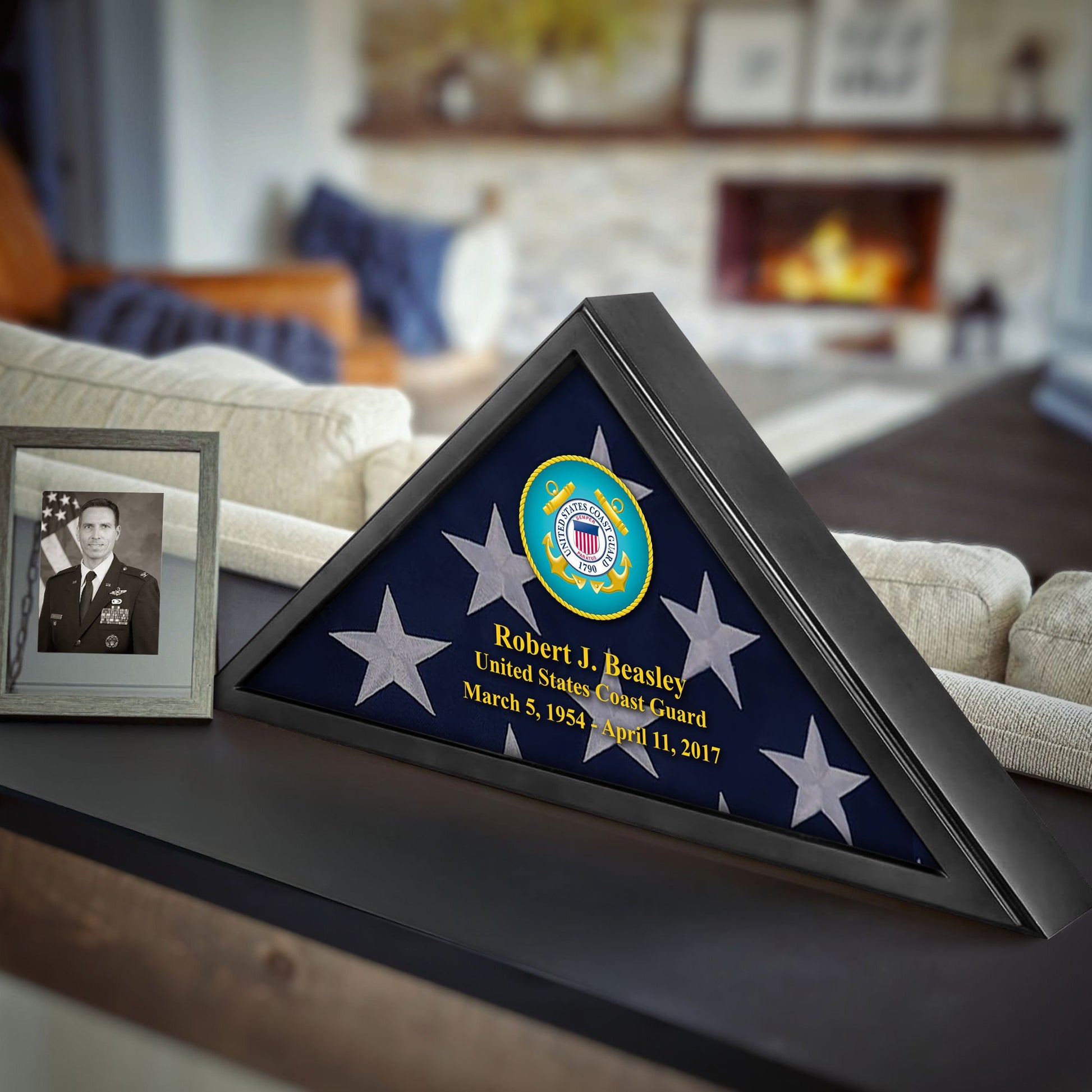 Premium Personalized Flag Case BPVC210302, Black Flag Box for American Veteran Flag 9.5 X 5 Feet, Flag Display Case for Burial, Flag Wall Mounted, Flag to Display Folded