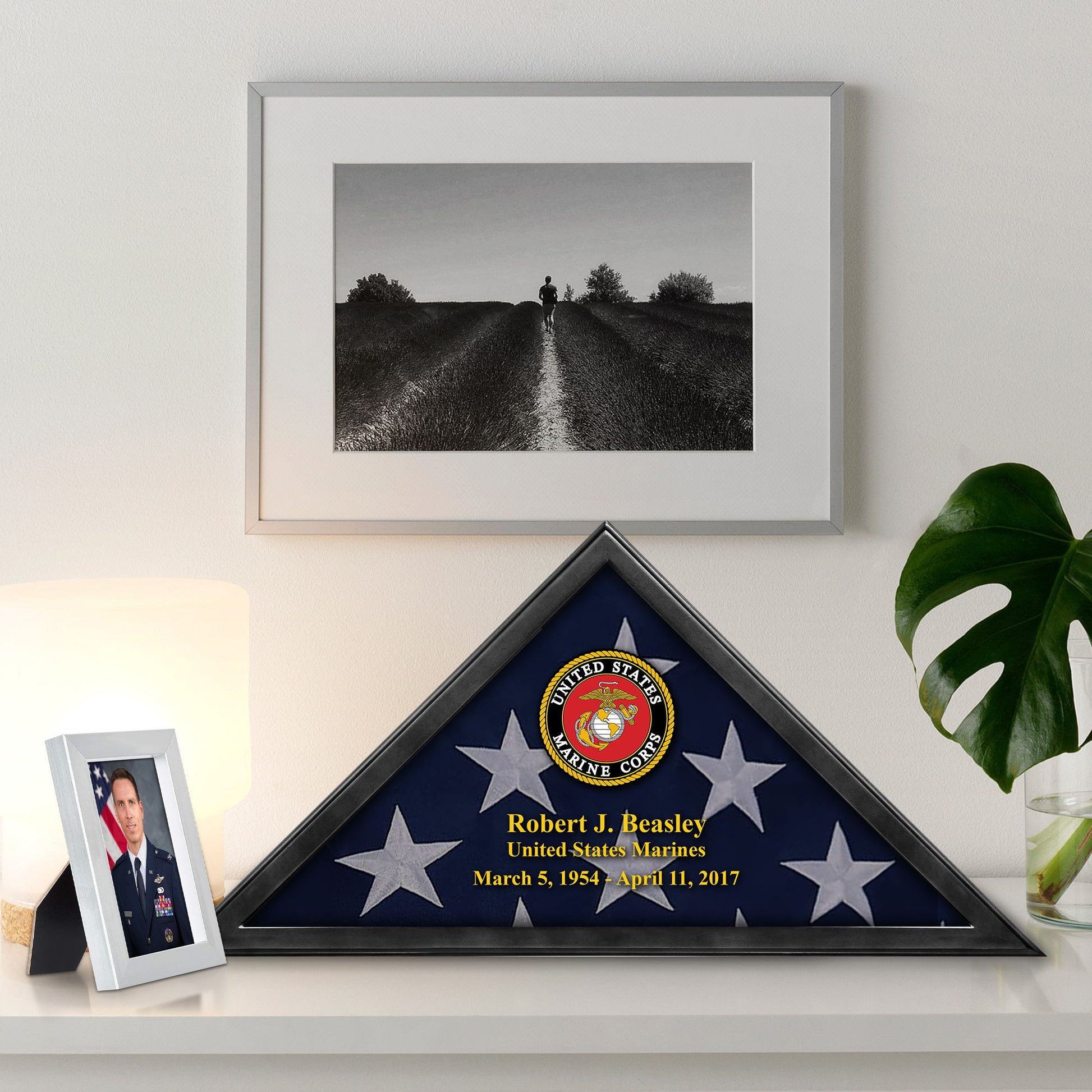 Premium Personalized Flag Case BPVC210302, Black Flag Box for American Veteran Flag 9.5 X 5 Feet, Flag Display Case for Burial, Flag Wall Mounted, Flag to Display Folded