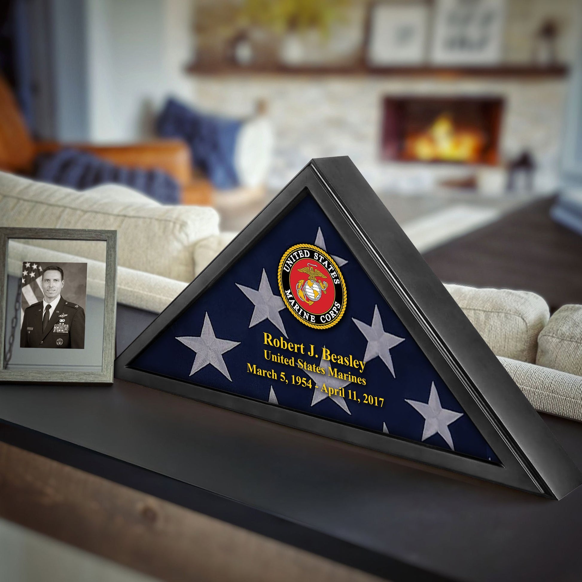 Premium Personalized Flag Case BPVC210302, Black Flag Box for American Veteran Flag 9.5 X 5 Feet, Flag Display Case for Burial, Flag Wall Mounted, Flag to Display Folded