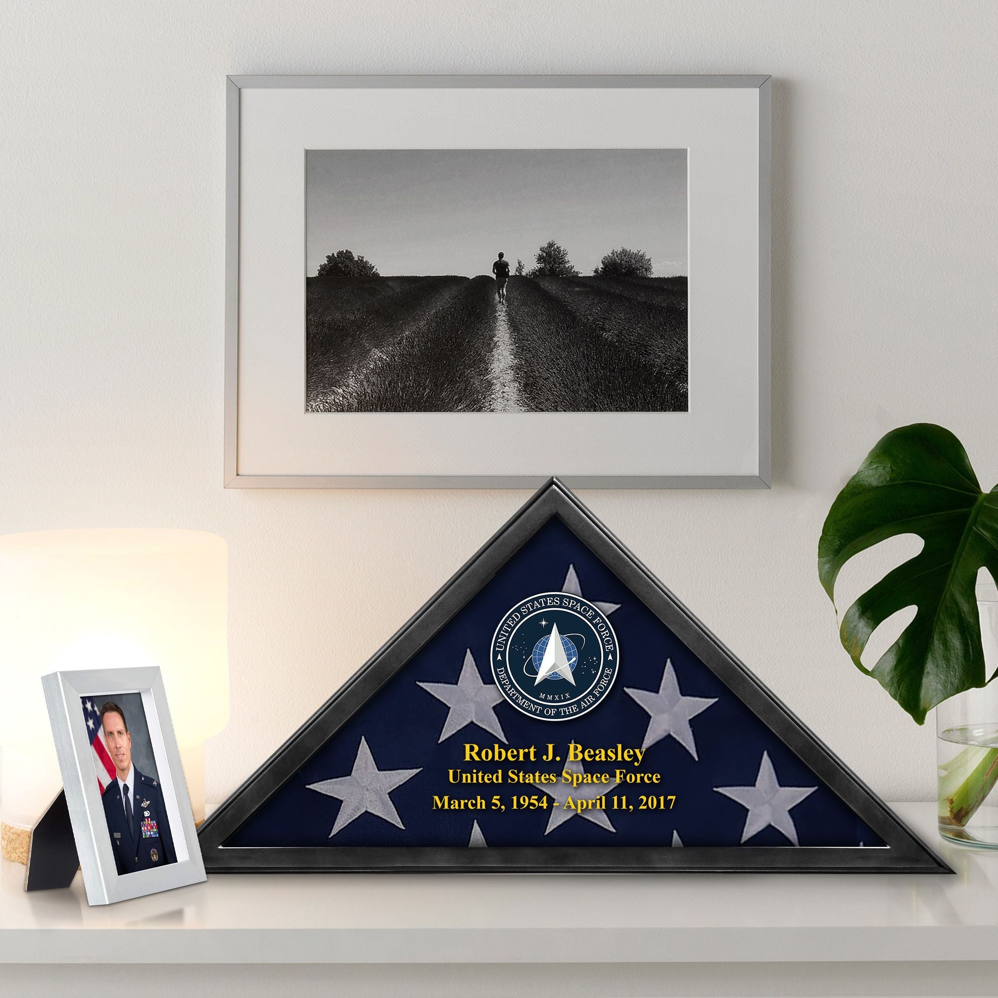 Premium Personalized Flag Case BPVC210302, Black Flag Box for American Veteran Flag 9.5 X 5 Feet, Flag Display Case for Burial, Flag Wall Mounted, Flag to Display Folded