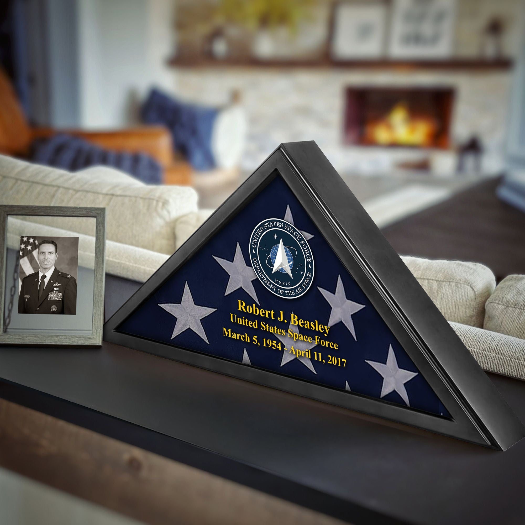 Premium Personalized Flag Case BPVC210302, Black Flag Box for American Veteran Flag 9.5 X 5 Feet, Flag Display Case for Burial, Flag Wall Mounted, Flag to Display Folded