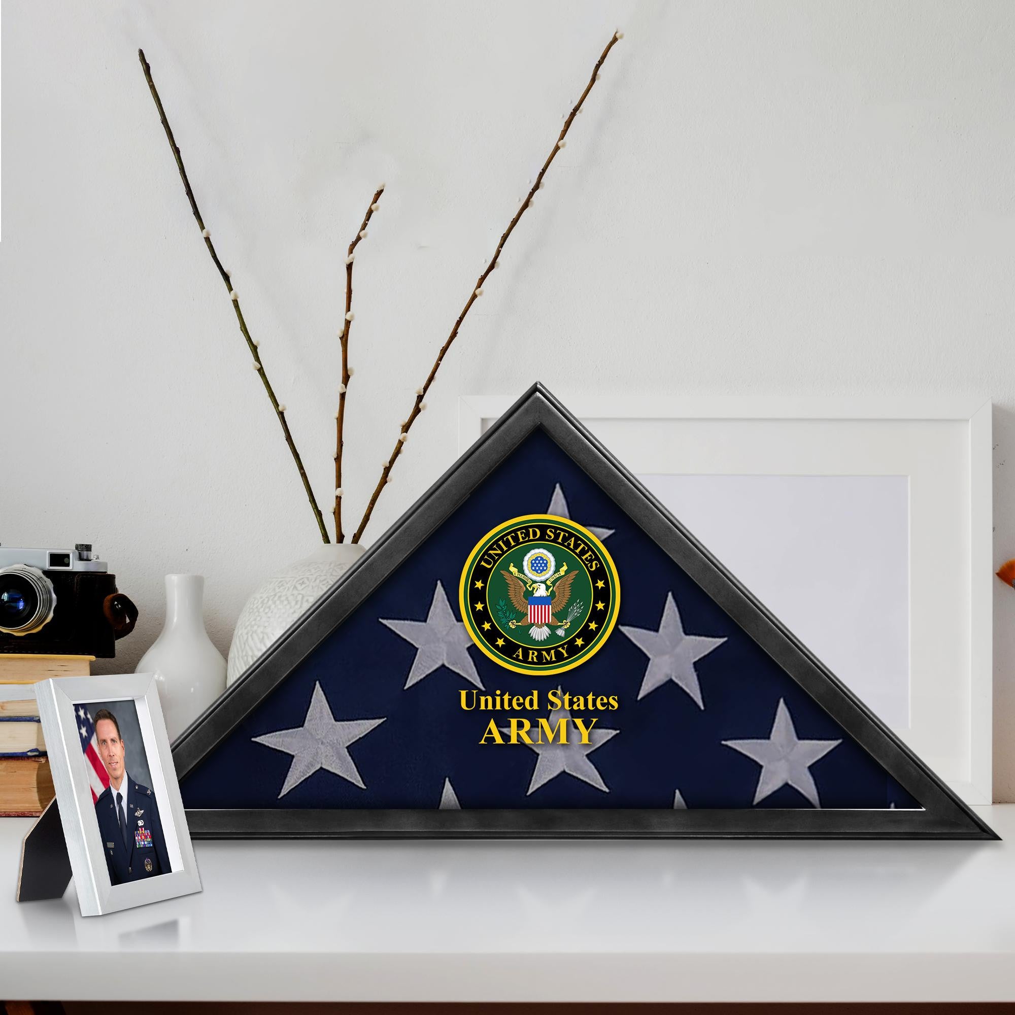 Premium Flag Case BPVC210303, Black Flag Box for American Veteran Flag 9.5 X 5 Feet, Flag Display Case for Burial, Flag Wall Mounted, Flag to Display Folded