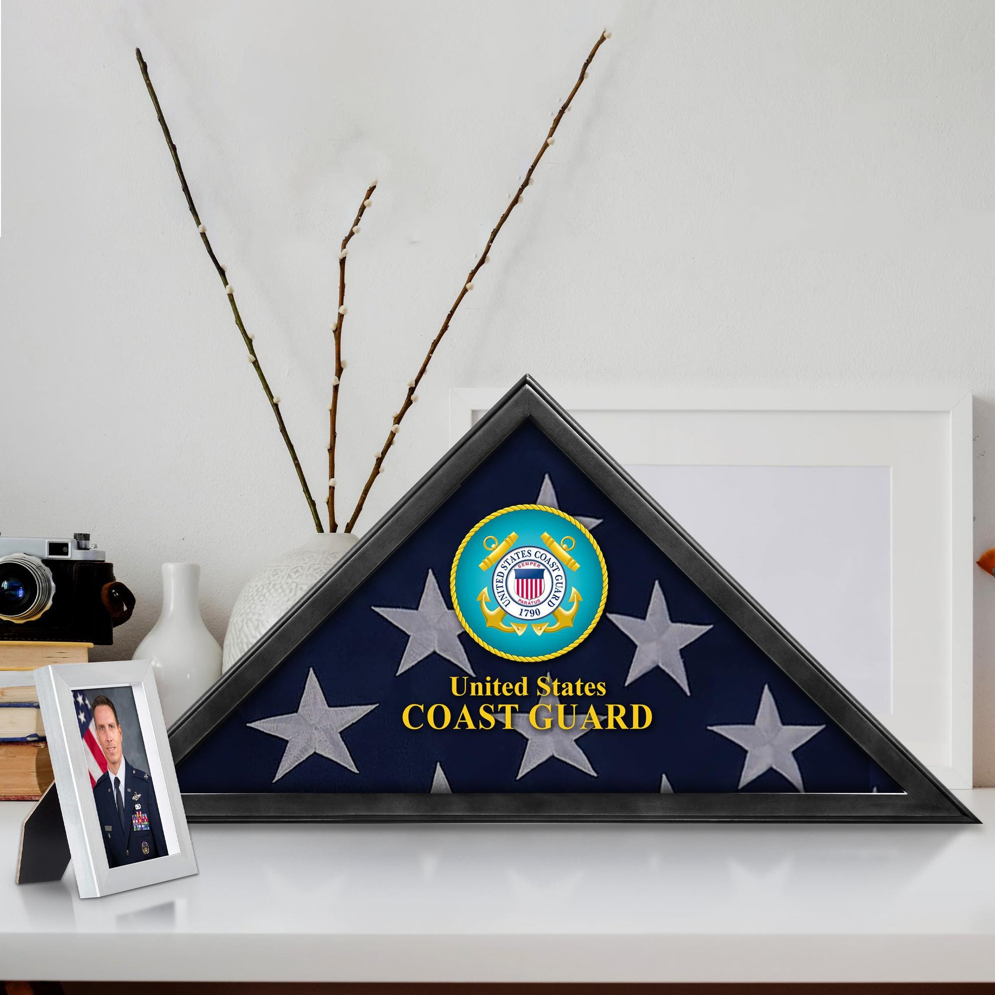 Premium Flag Case BPVC210303, Black Flag Box for American Veteran Flag 9.5 X 5 Feet, Flag Display Case for Burial, Flag Wall Mounted, Flag to Display Folded