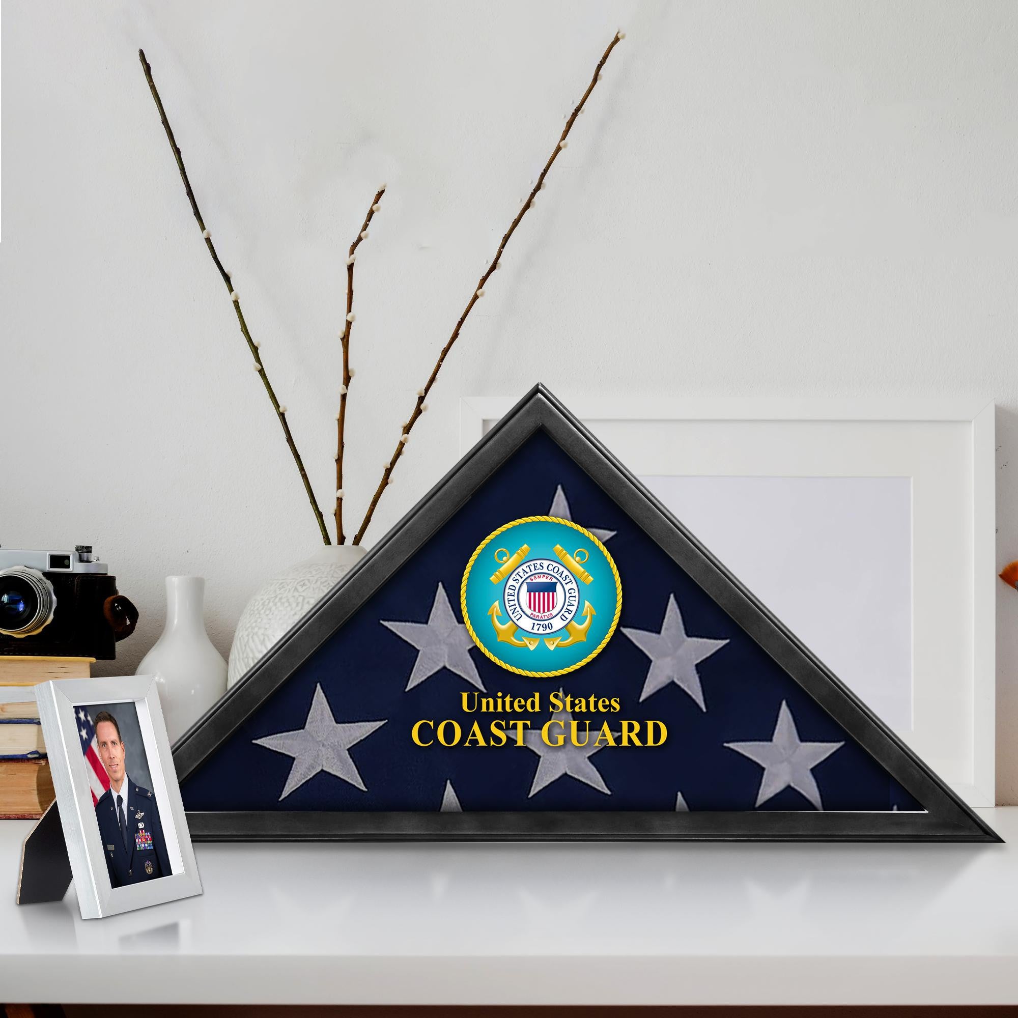 Premium Flag Case BPVC210303, Black Flag Box for American Veteran Flag 9.5 X 5 Feet, Flag Display Case for Burial, Flag Wall Mounted, Flag to Display Folded