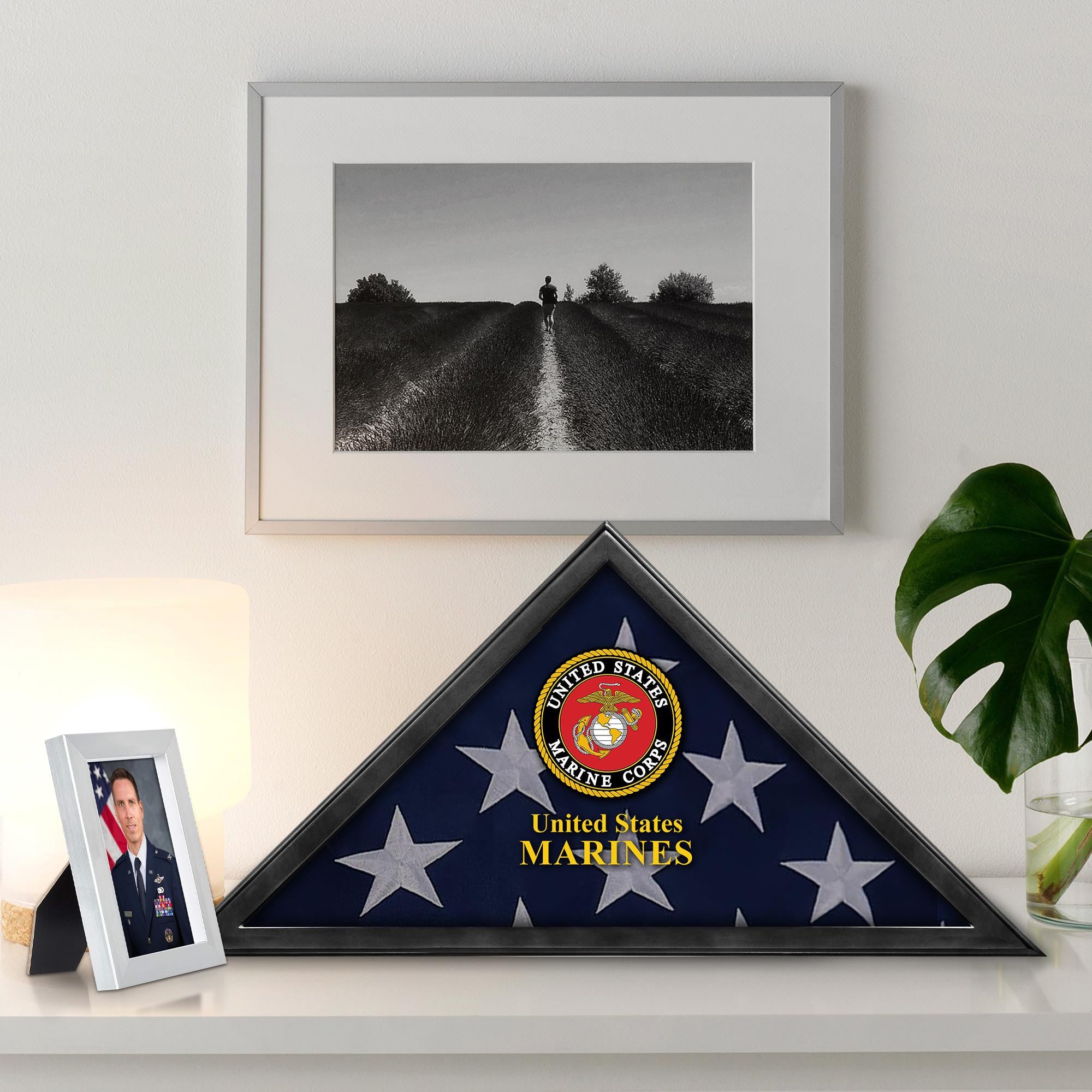 Premium Flag Case BPVC210303, Black Flag Box for American Veteran Flag 9.5 X 5 Feet, Flag Display Case for Burial, Flag Wall Mounted, Flag to Display Folded