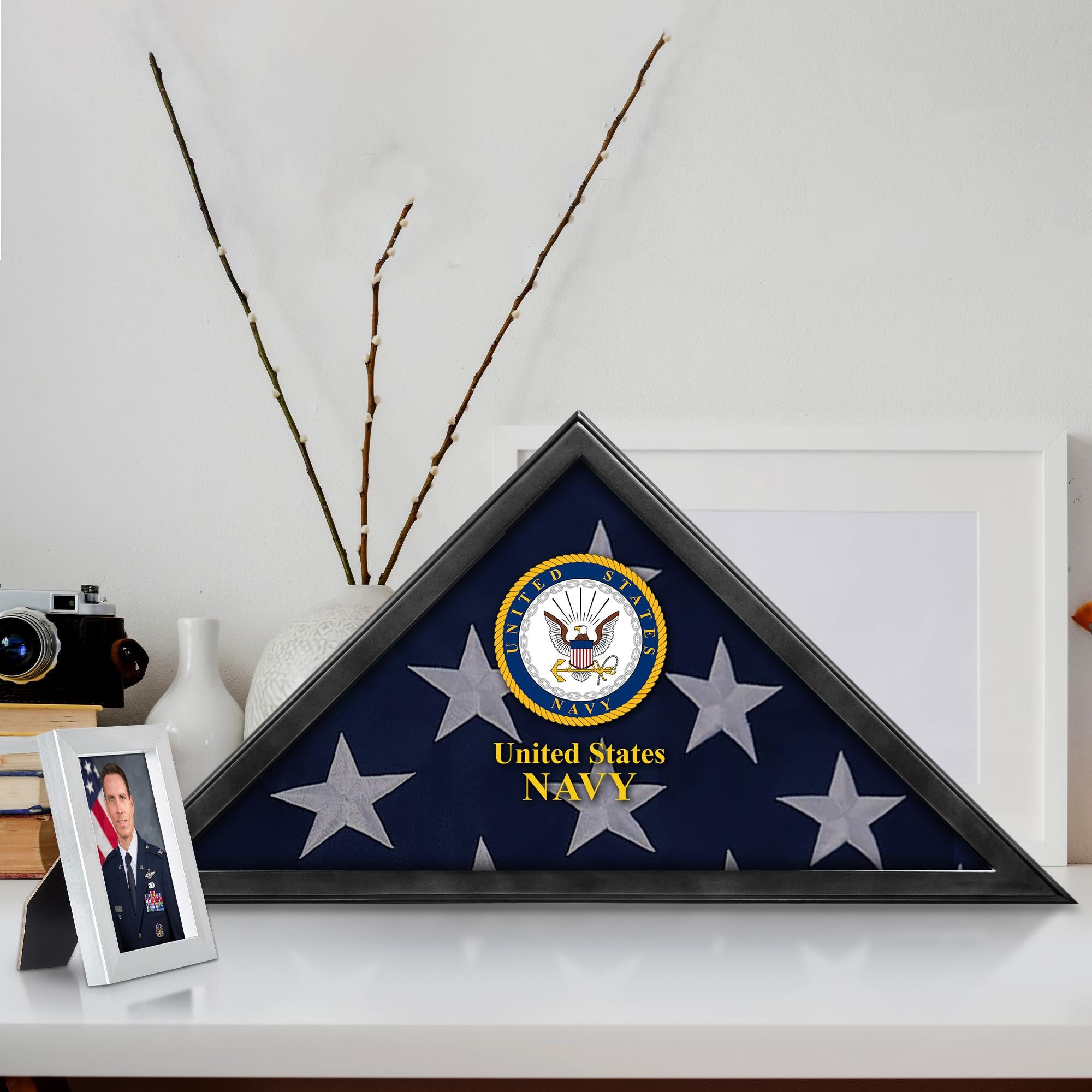 Premium Flag Case BPVC210303, Black Flag Box for American Veteran Flag 9.5 X 5 Feet, Flag Display Case for Burial, Flag Wall Mounted, Flag to Display Folded