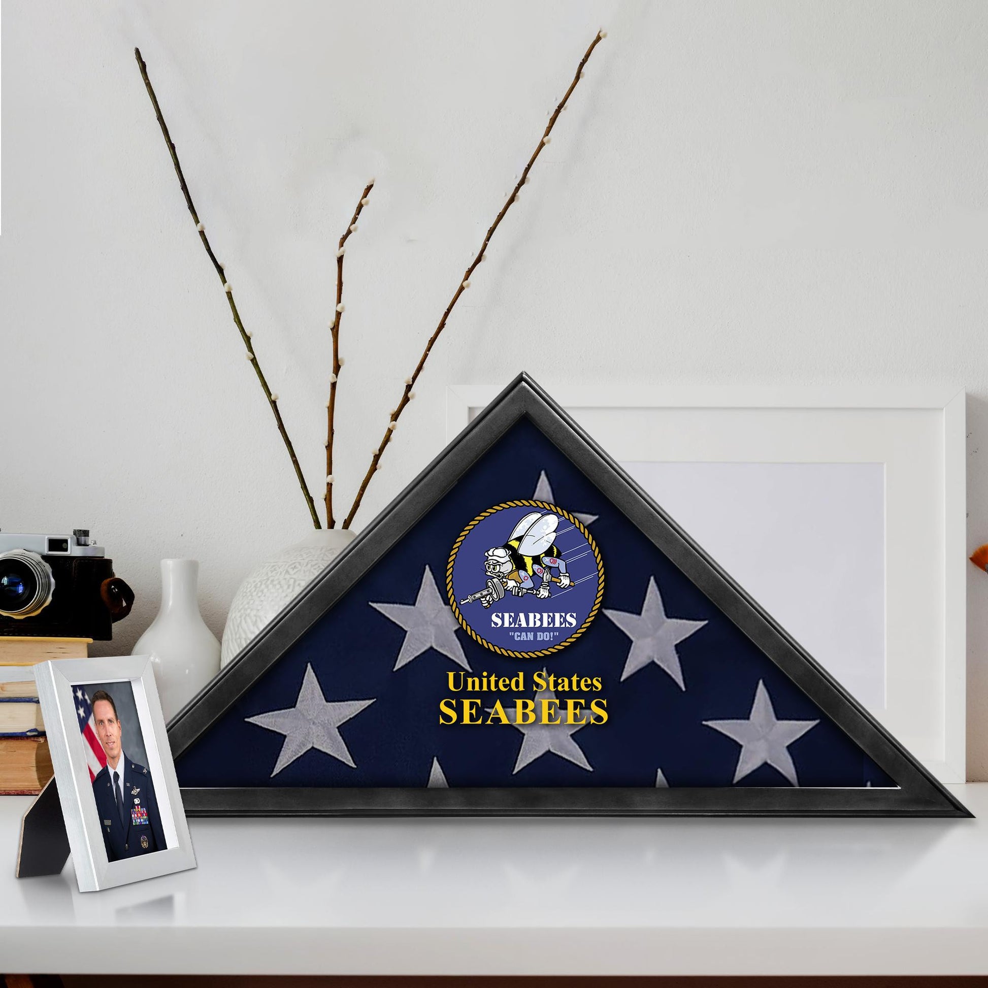 Premium Flag Case BPVC210303, Black Flag Box for American Veteran Flag 9.5 X 5 Feet, Flag Display Case for Burial, Flag Wall Mounted, Flag to Display Folded