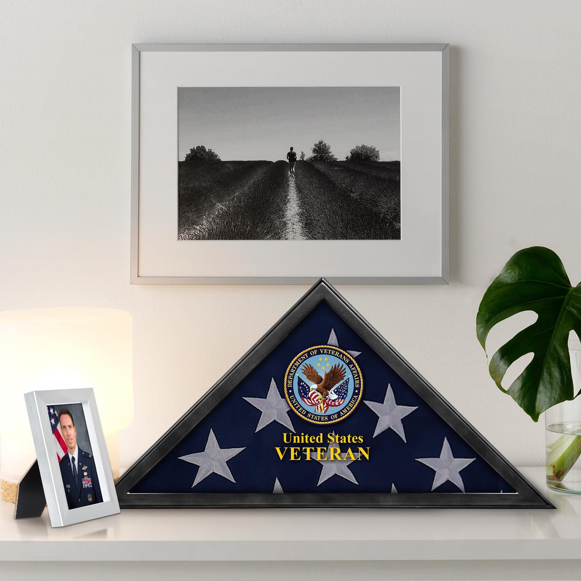 Premium Flag Case BPVC210303, Black Flag Box for American Veteran Flag 9.5 X 5 Feet, Flag Display Case for Burial, Flag Wall Mounted, Flag to Display Folded