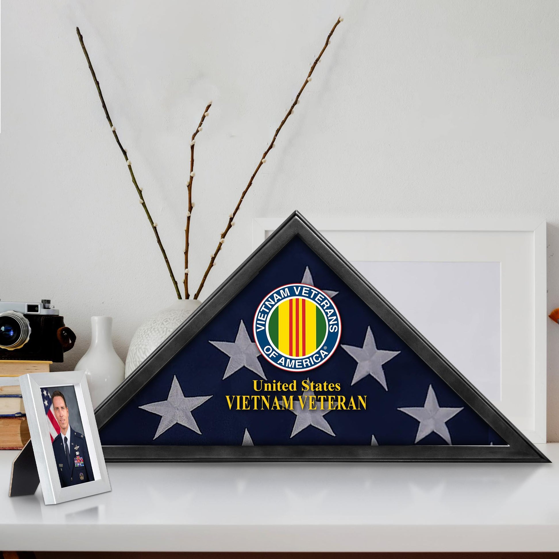 Premium Flag Case BPVC210303, Black Flag Box for American Veteran Flag 9.5 X 5 Feet, Flag Display Case for Burial, Flag Wall Mounted, Flag to Display Folded