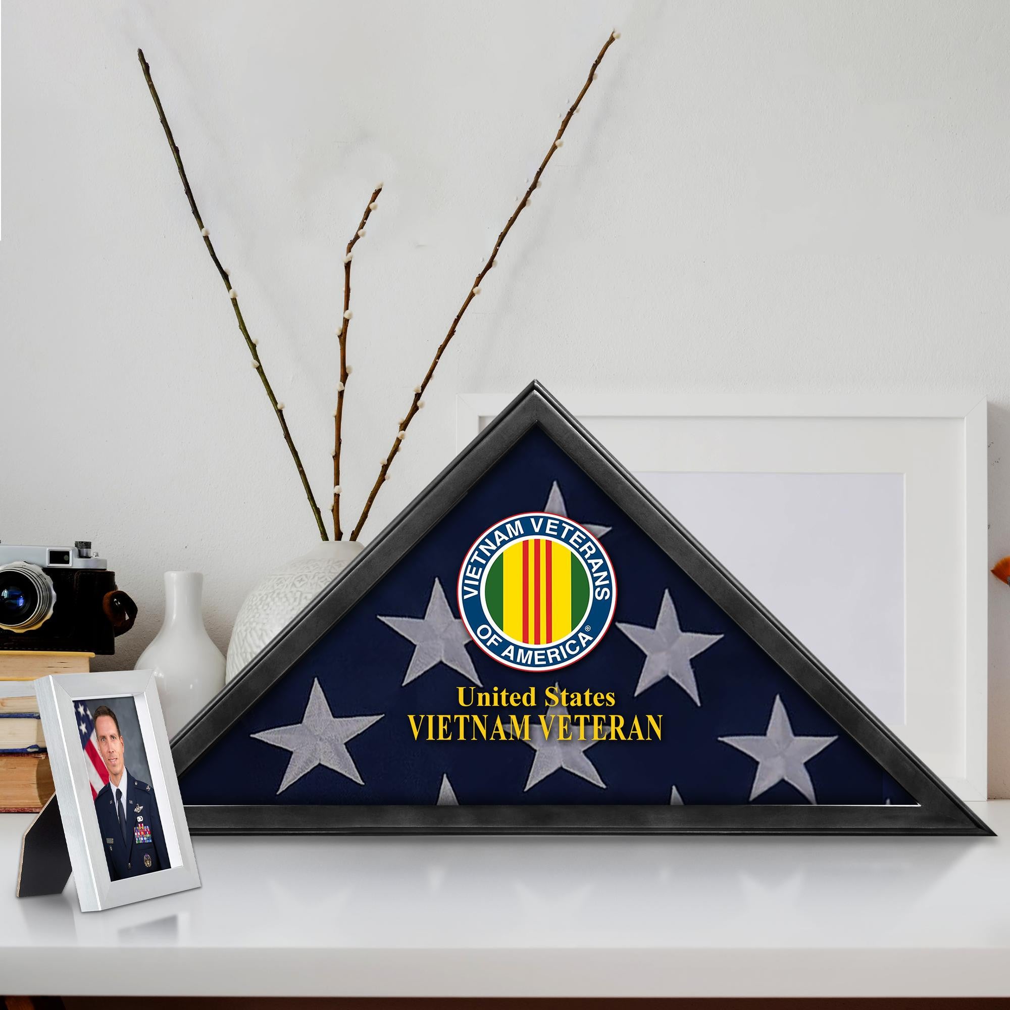 Premium Flag Case BPVC210303, Black Flag Box for American Veteran Flag 9.5 X 5 Feet, Flag Display Case for Burial, Flag Wall Mounted, Flag to Display Folded