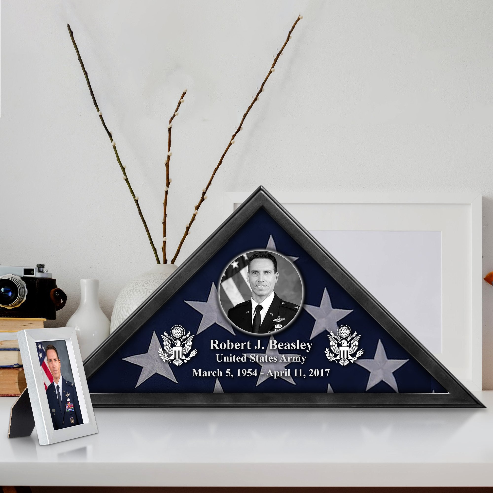 Premium Personalized Flag Case BPVC210304, Black Flag Box for American Veteran Flag 9.5 X 5 Feet, Flag Display Case for Burial, Flag Wall Mounted, Flag to Display Folded