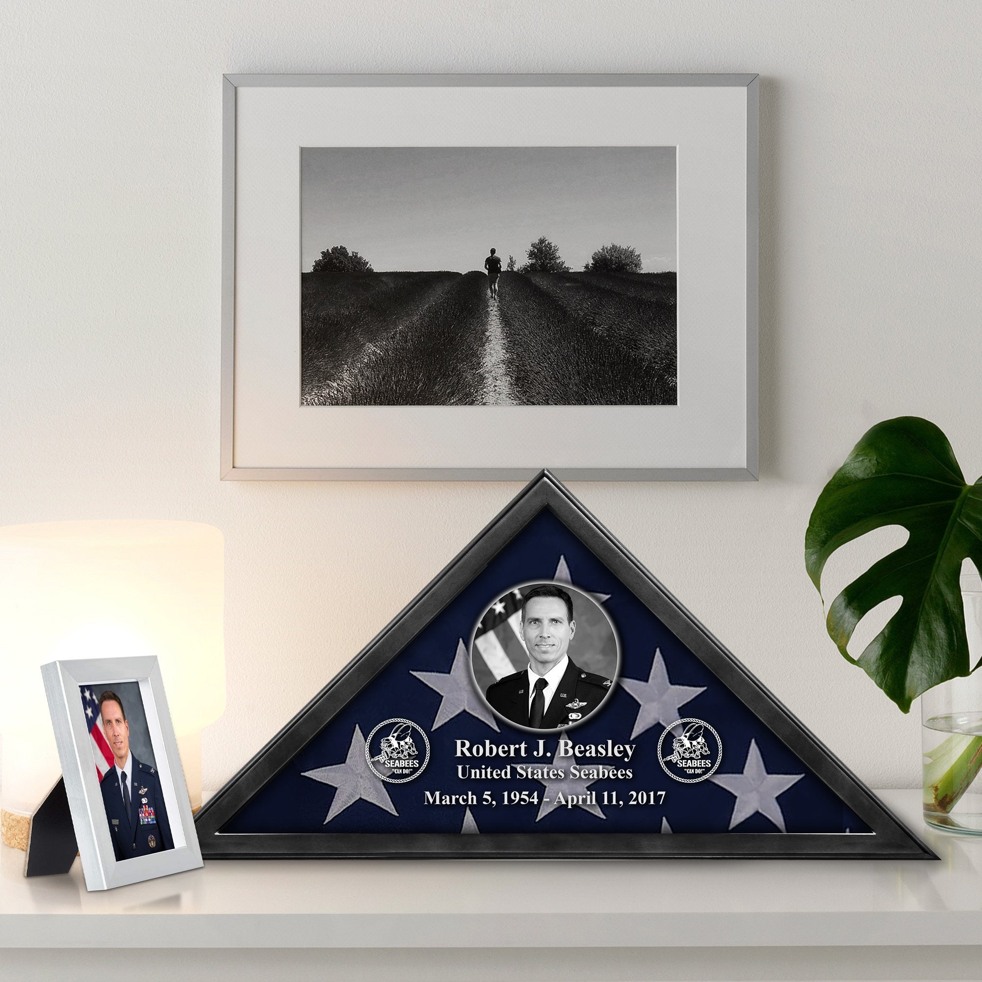 Premium Personalized Flag Case BPVC210304, Black Flag Box for American Veteran Flag 9.5 X 5 Feet, Flag Display Case for Burial, Flag Wall Mounted, Flag to Display Folded