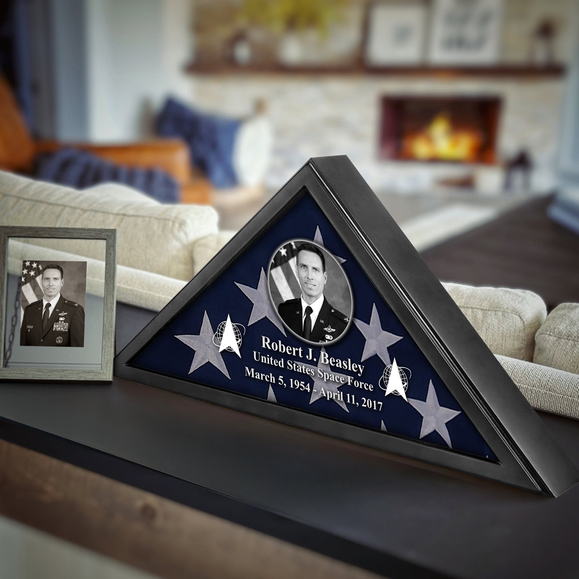 Premium Personalized Flag Case BPVC210304, Black Flag Box for American Veteran Flag 9.5 X 5 Feet, Flag Display Case for Burial, Flag Wall Mounted, Flag to Display Folded