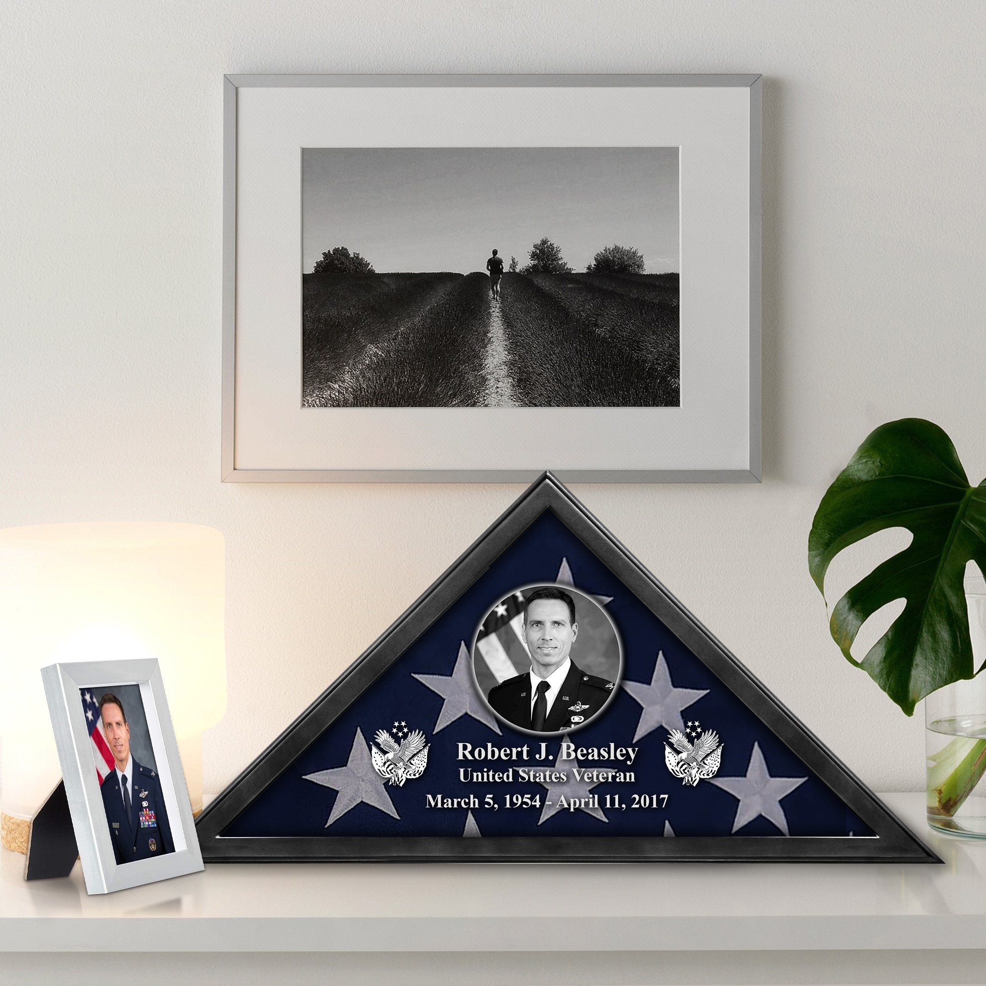 Premium Personalized Flag Case BPVC210304, Black Flag Box for American Veteran Flag 9.5 X 5 Feet, Flag Display Case for Burial, Flag Wall Mounted, Flag to Display Folded