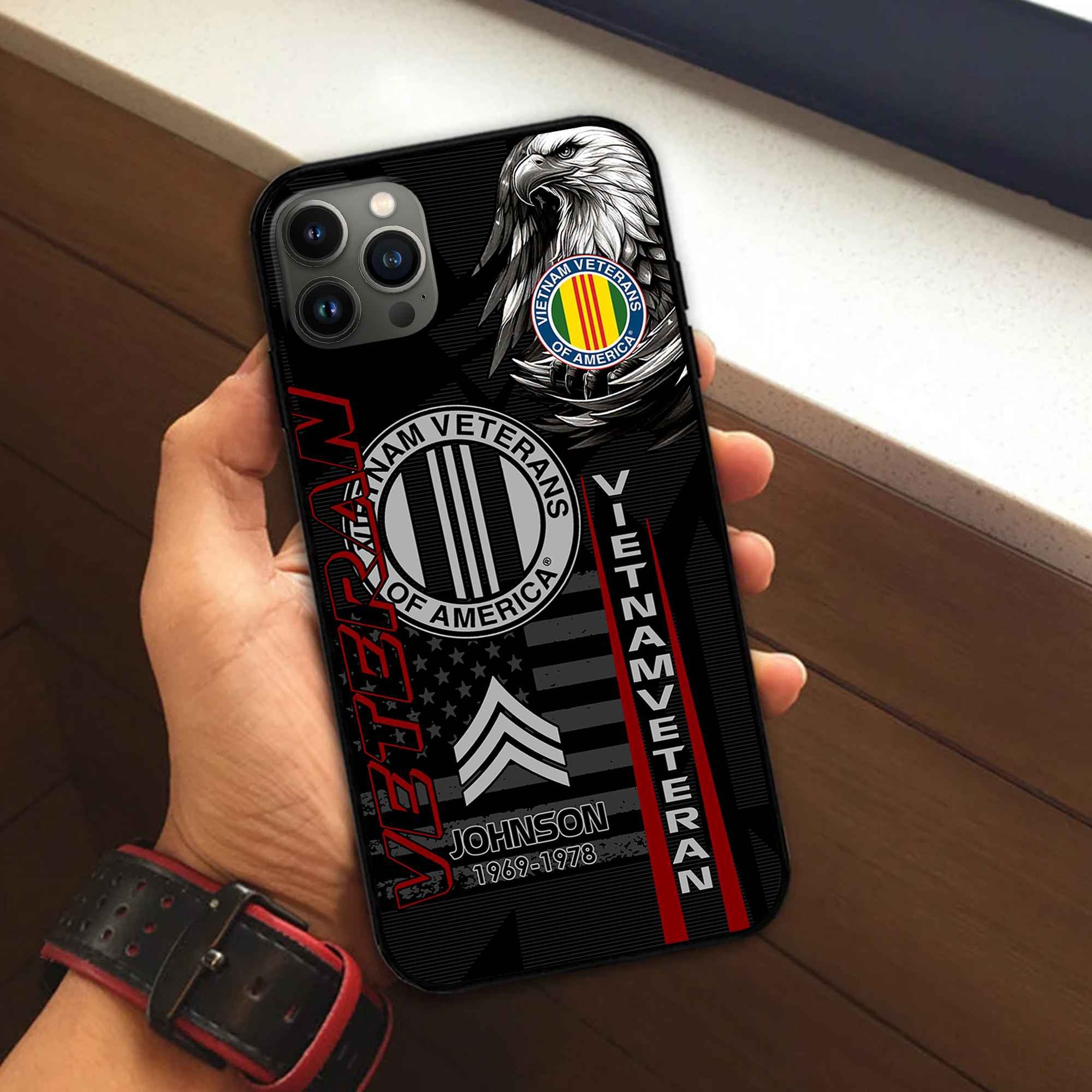 Unique Custom Name, Rank,Year Vietnam Veteran Phone Case VPVC503206, Gifts For Vietnam Veteran, Gifts For Dad, For Husband, Best Gifts On Father's Day, Independence Day, Veterans Day.