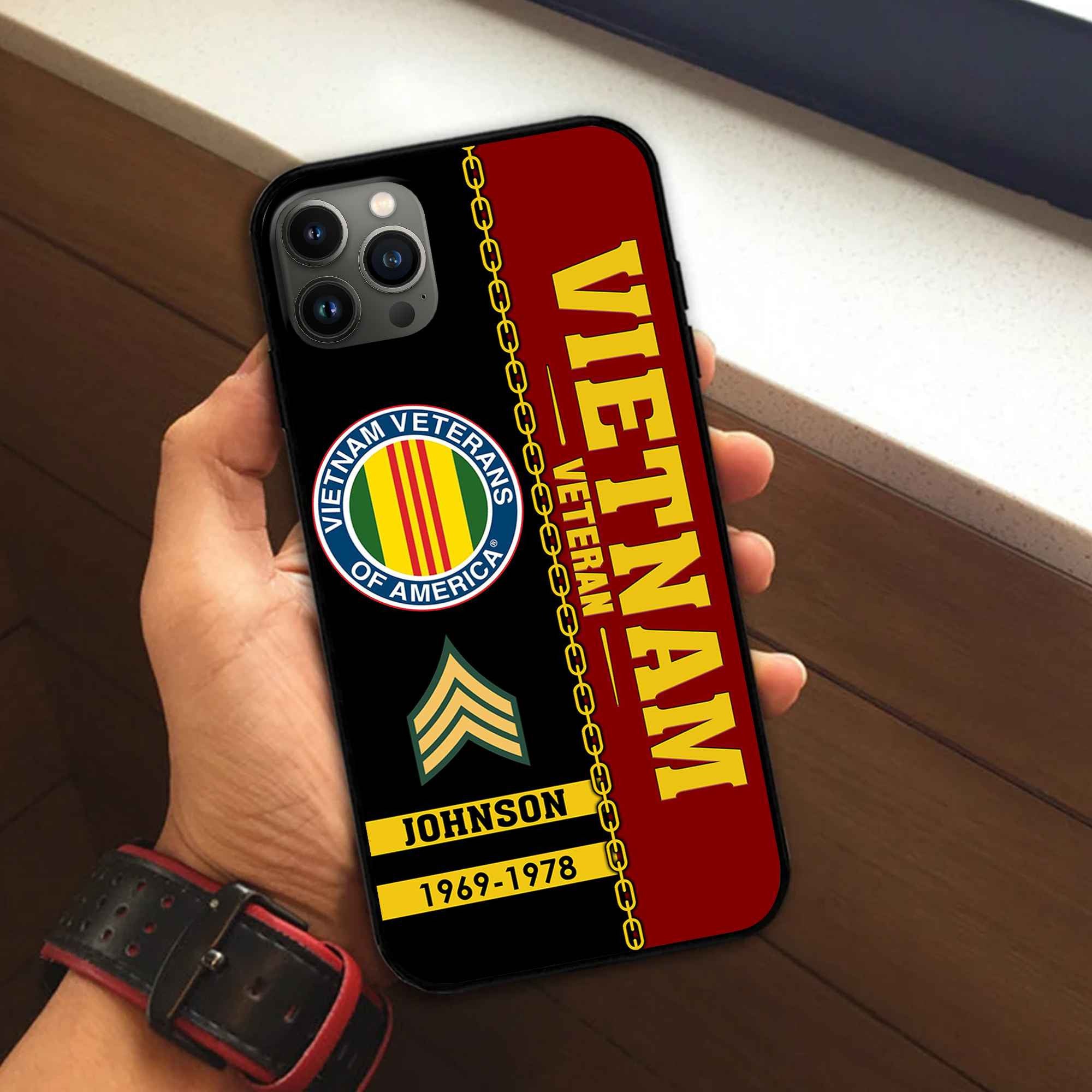 Unique Custom Name, Rank,Year Vietnam Veteran Phone Case VPVC503706, Gifts For Vietnam Veteran, Gifts For Dad, For Husband, Best Gifts On Father's Day, Independence Day, Veterans Day.