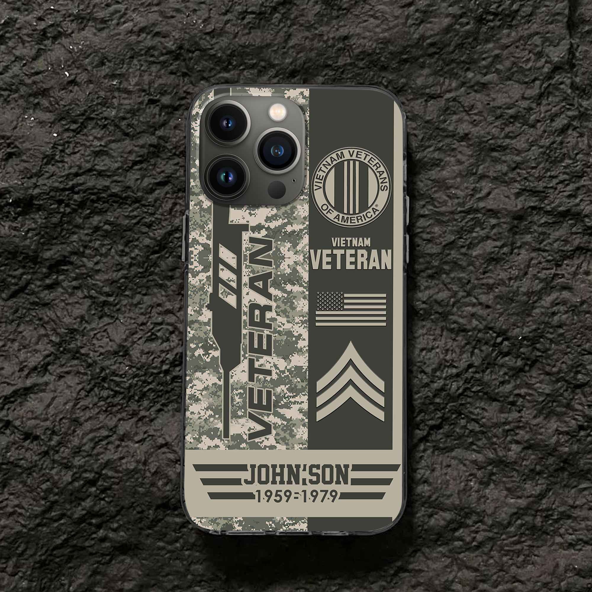 Unique Custom Name, Rank,Year Vietnam Veteran Phone Case VPVC504206, Gifts For Vietnam Veteran, Gifts For Dad, For Husband, Best Gifts On Father's Day, Independence Day, Veterans Day.