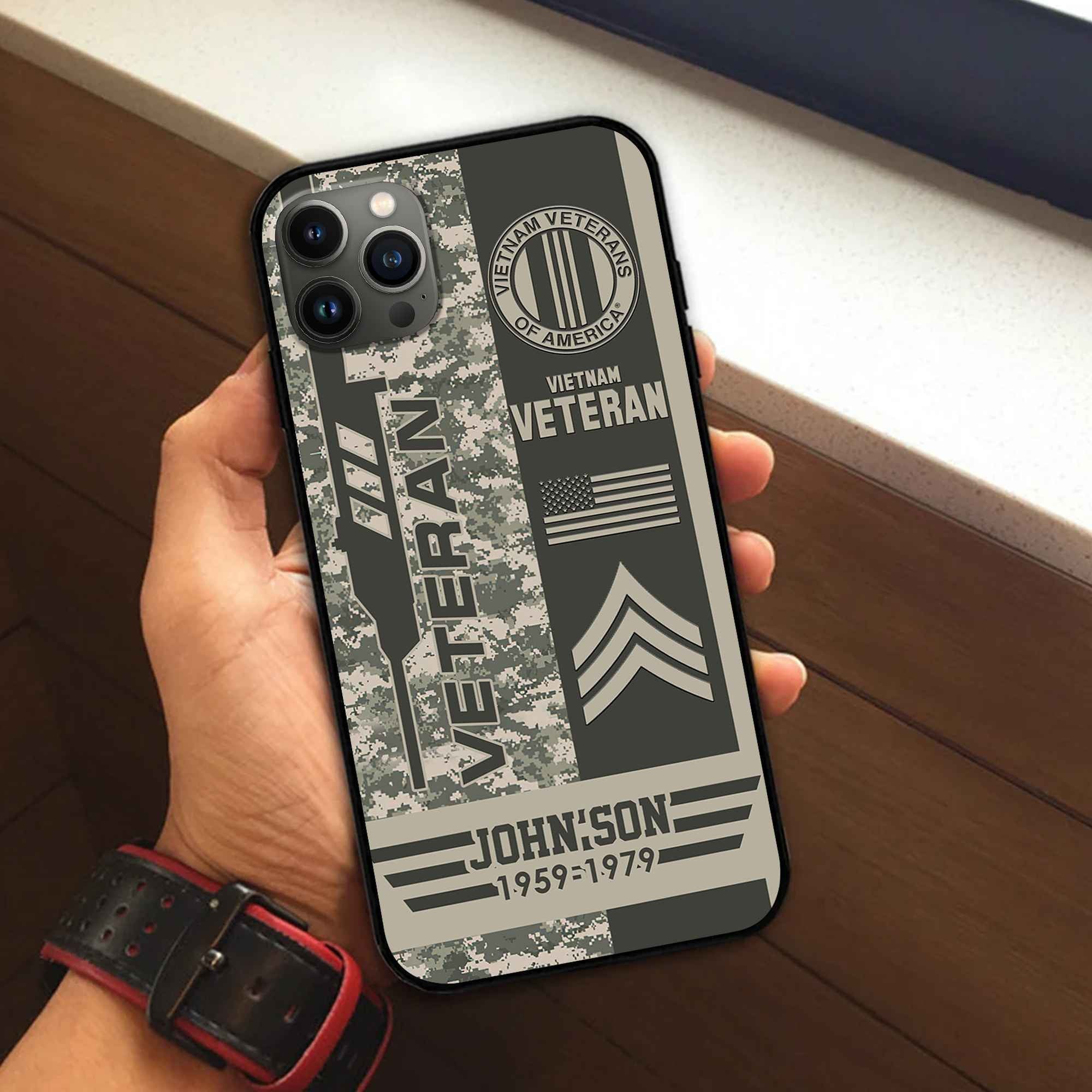 Unique Custom Name, Rank,Year Vietnam Veteran Phone Case VPVC504206, Gifts For Vietnam Veteran, Gifts For Dad, For Husband, Best Gifts On Father's Day, Independence Day, Veterans Day.