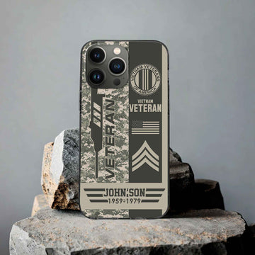 Unique Custom Name, Rank,Year Vietnam Veteran Phone Case VPVC504206, Gifts For Vietnam Veteran, Gifts For Dad, For Husband, Best Gifts On Father's Day, Independence Day, Veterans Day.