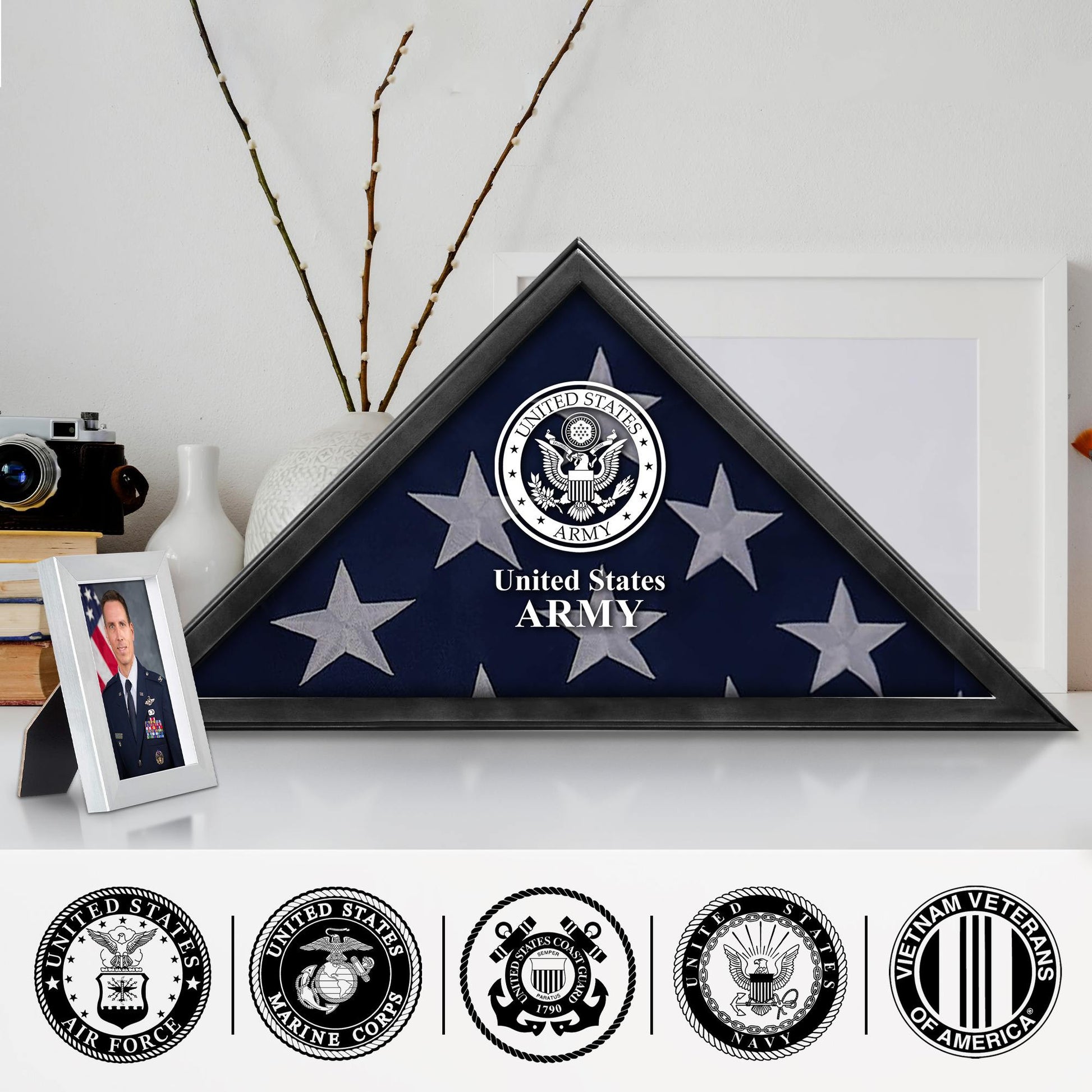 Premium Flag Case BPVC210301, Black Flag Box for American Veteran Flag 9.5 X 5 Feet, Flag Display Case for Burial, Flag Wall Mounted, Flag to Display Folded