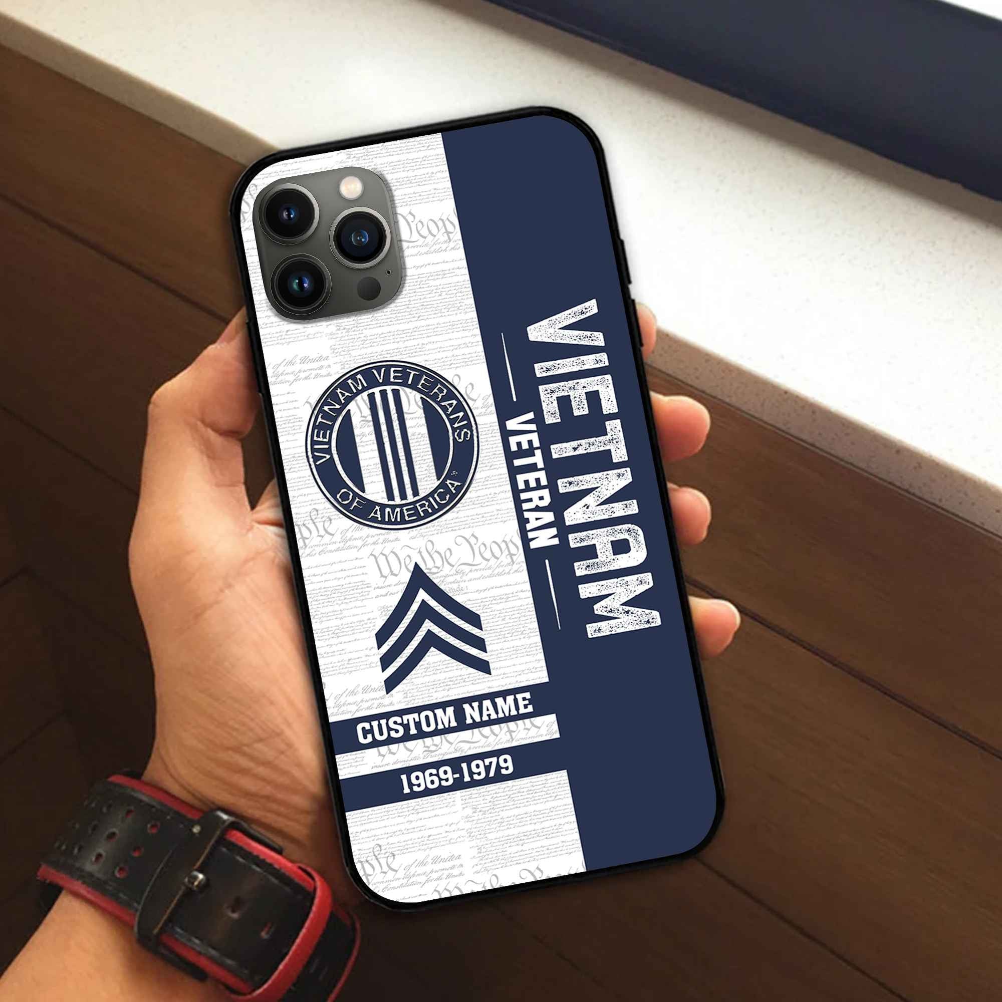 Unique Custom Name, Rank,Year Vietnam Veteran Phone Case VPVC504706, Gifts For Vietnam Veteran, Gifts For Dad, For Husband, Best Gifts On Father's Day, Independence Day, Veterans Day.