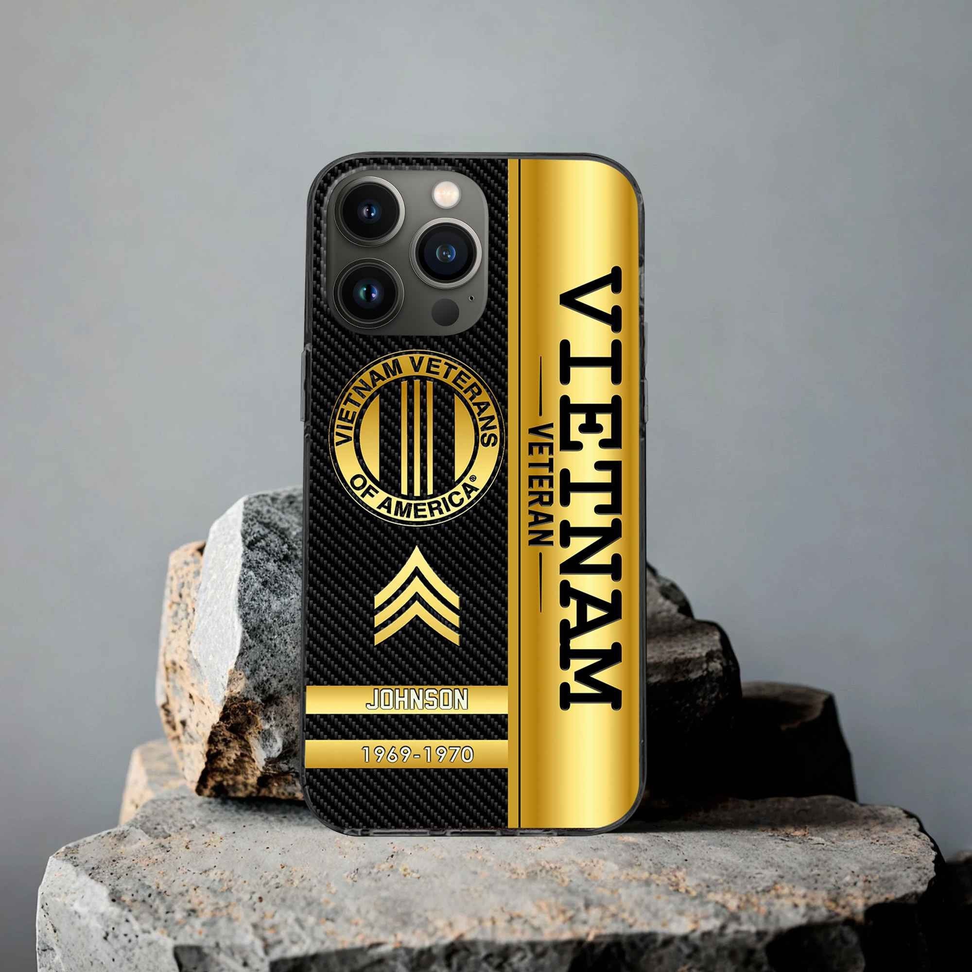 Unique Custom Name, Rank,Year Vietnam Veteran Phone Case VPVC505206, Gifts For Vietnam Veteran, Gifts For Dad, For Husband, Best Gifts On Father's Day, Independence Day, Veterans Day.
