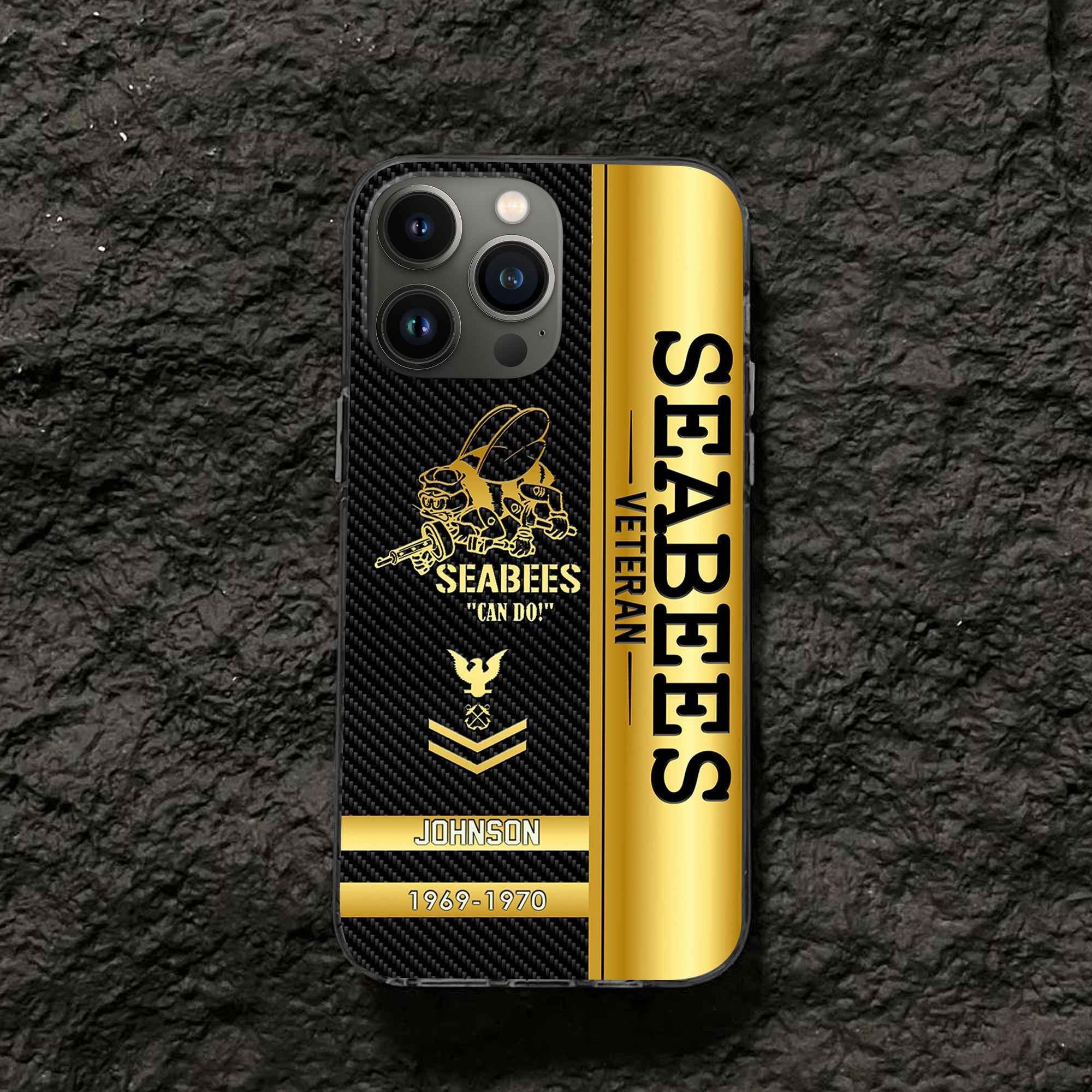Unique Custom Name, Rank, Year, US Seabees Phone Case VPVC505209, Gifts For Seabees Veteran, Gifts For Dad, For Husband, Best Gifts On Father's Day, Independence Day, Veterans Day.