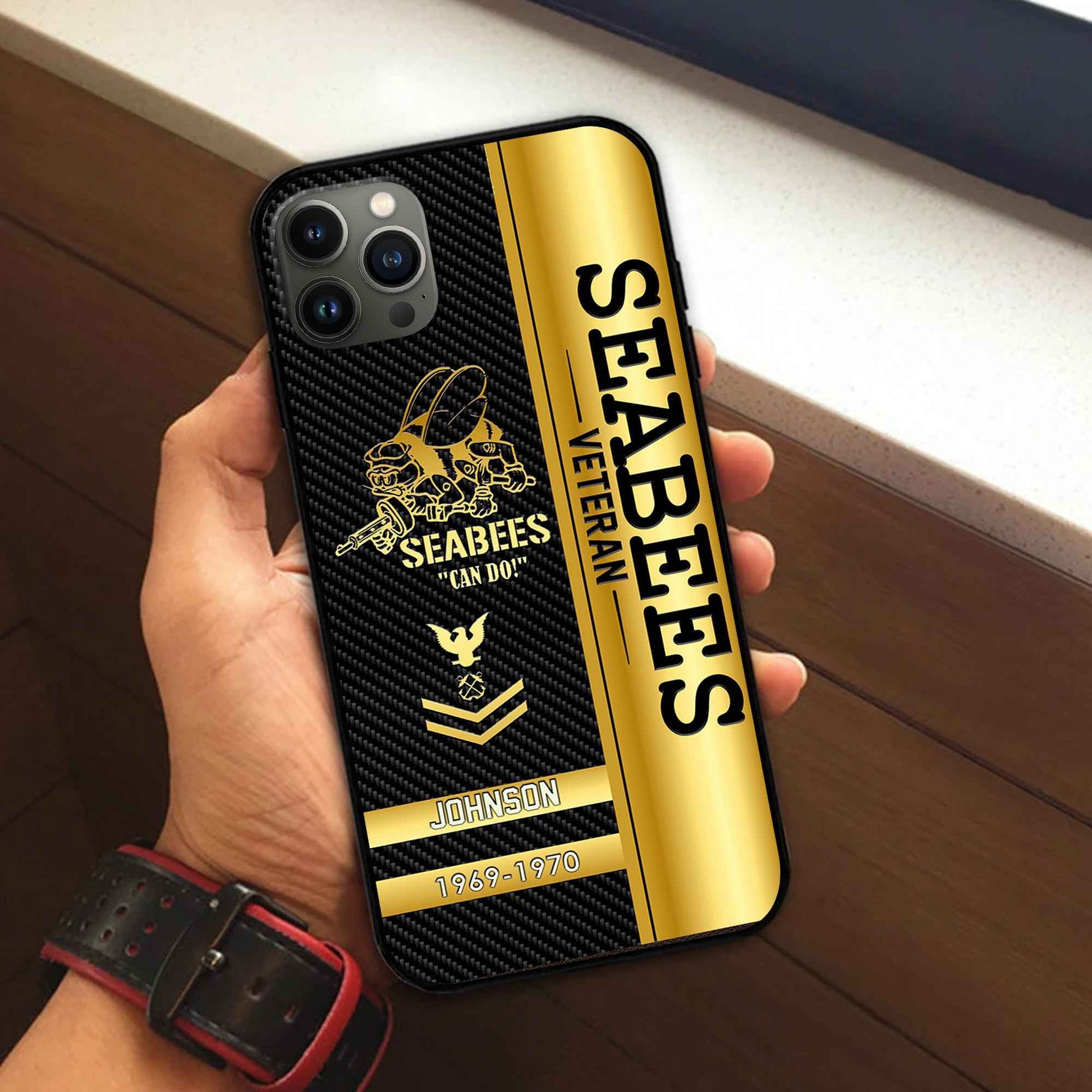 Unique Custom Name, Rank, Year, US Seabees Phone Case VPVC505209, Gifts For Seabees Veteran, Gifts For Dad, For Husband, Best Gifts On Father's Day, Independence Day, Veterans Day.