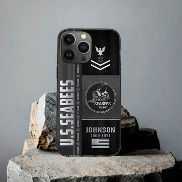 Unique Custom Name, Rank, Year, US Seabees Phone Case VPVC505709, Gifts For Seabees Veteran, Gifts For Dad, For Husband, Best Gifts On Father's Day, Independence Day, Veterans Day.