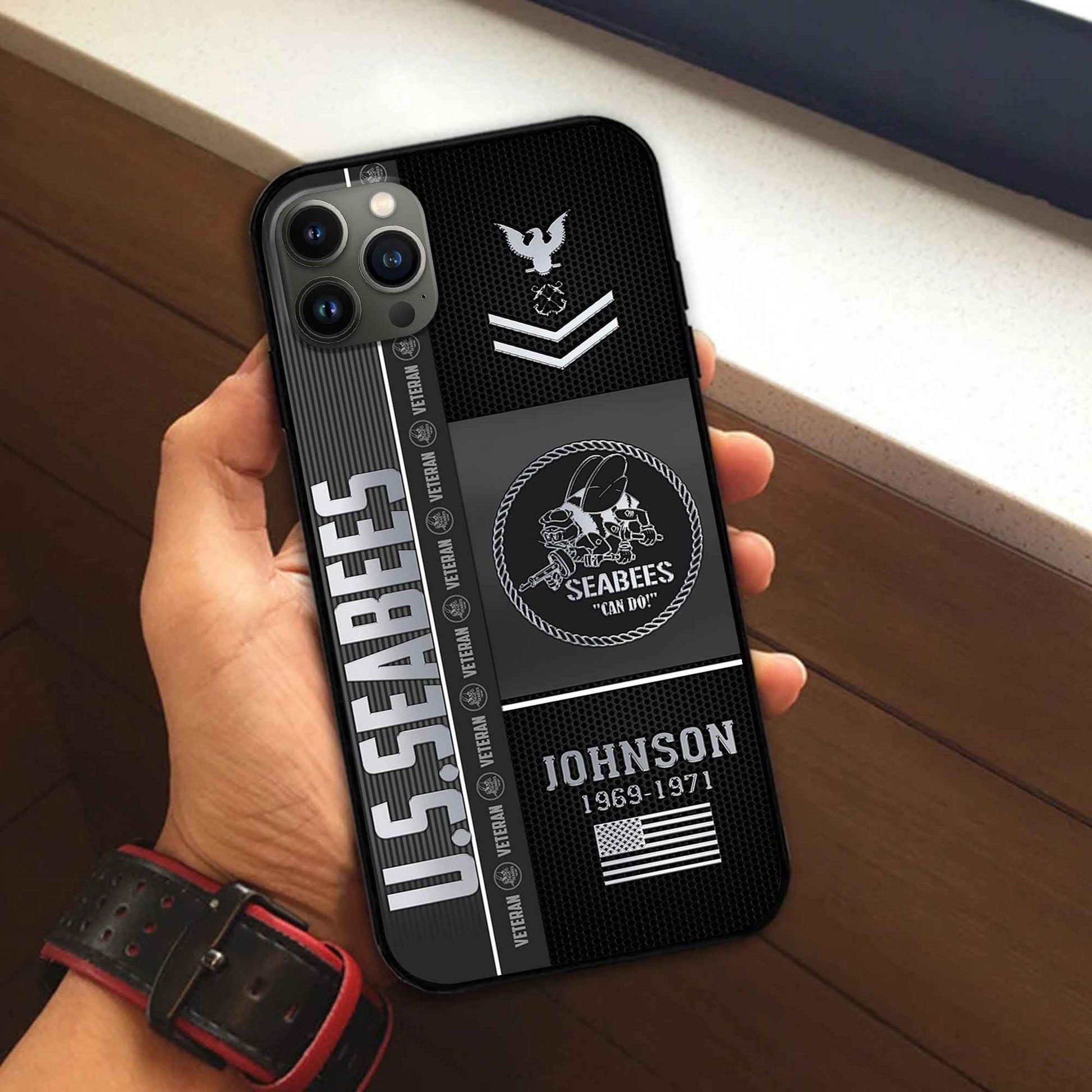Unique Custom Name, Rank, Year, US Seabees Phone Case VPVC505709, Gifts For Seabees Veteran, Gifts For Dad, For Husband, Best Gifts On Father's Day, Independence Day, Veterans Day.