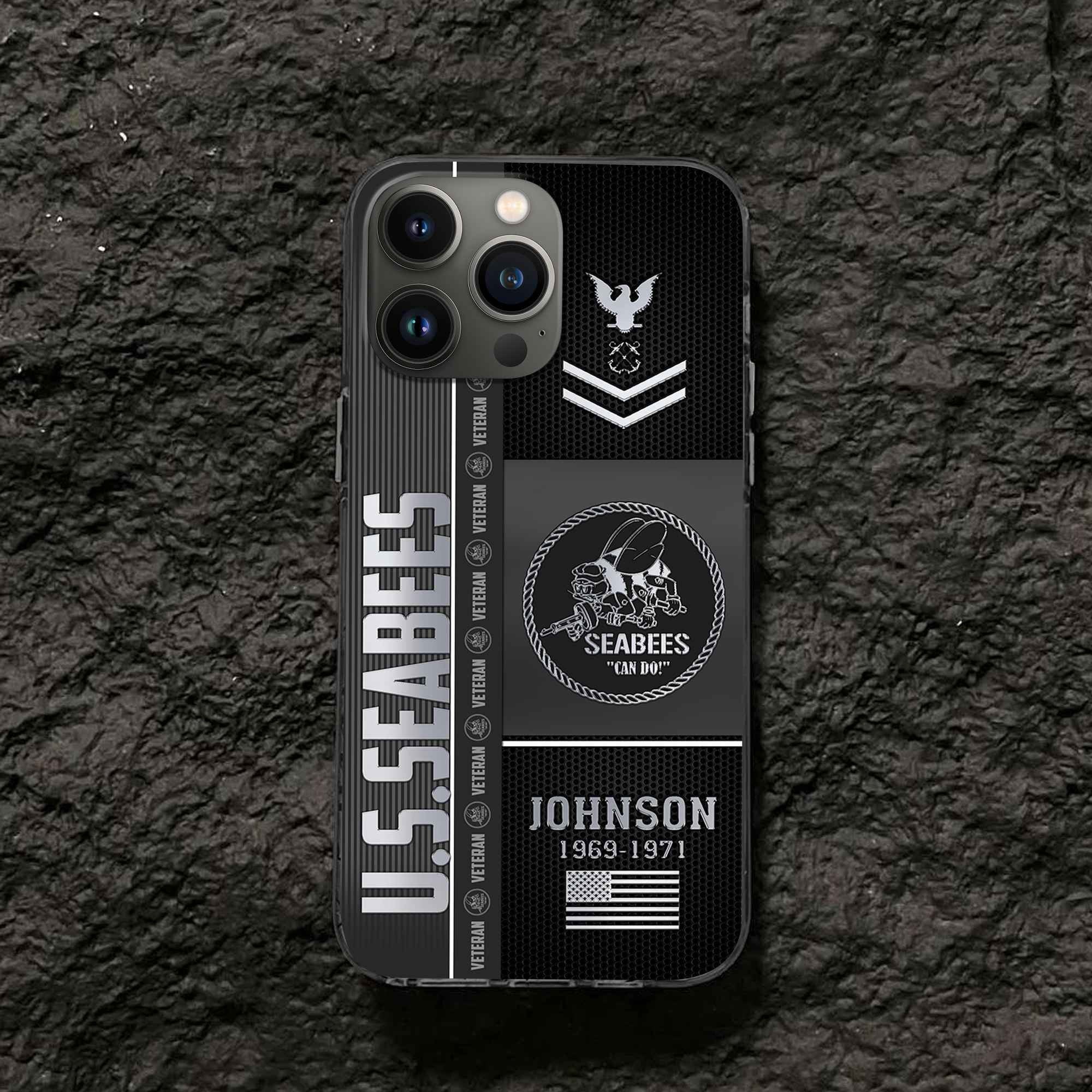 Unique Custom Name, Rank, Year, US Seabees Phone Case VPVC505709, Gifts For Seabees Veteran, Gifts For Dad, For Husband, Best Gifts On Father's Day, Independence Day, Veterans Day.