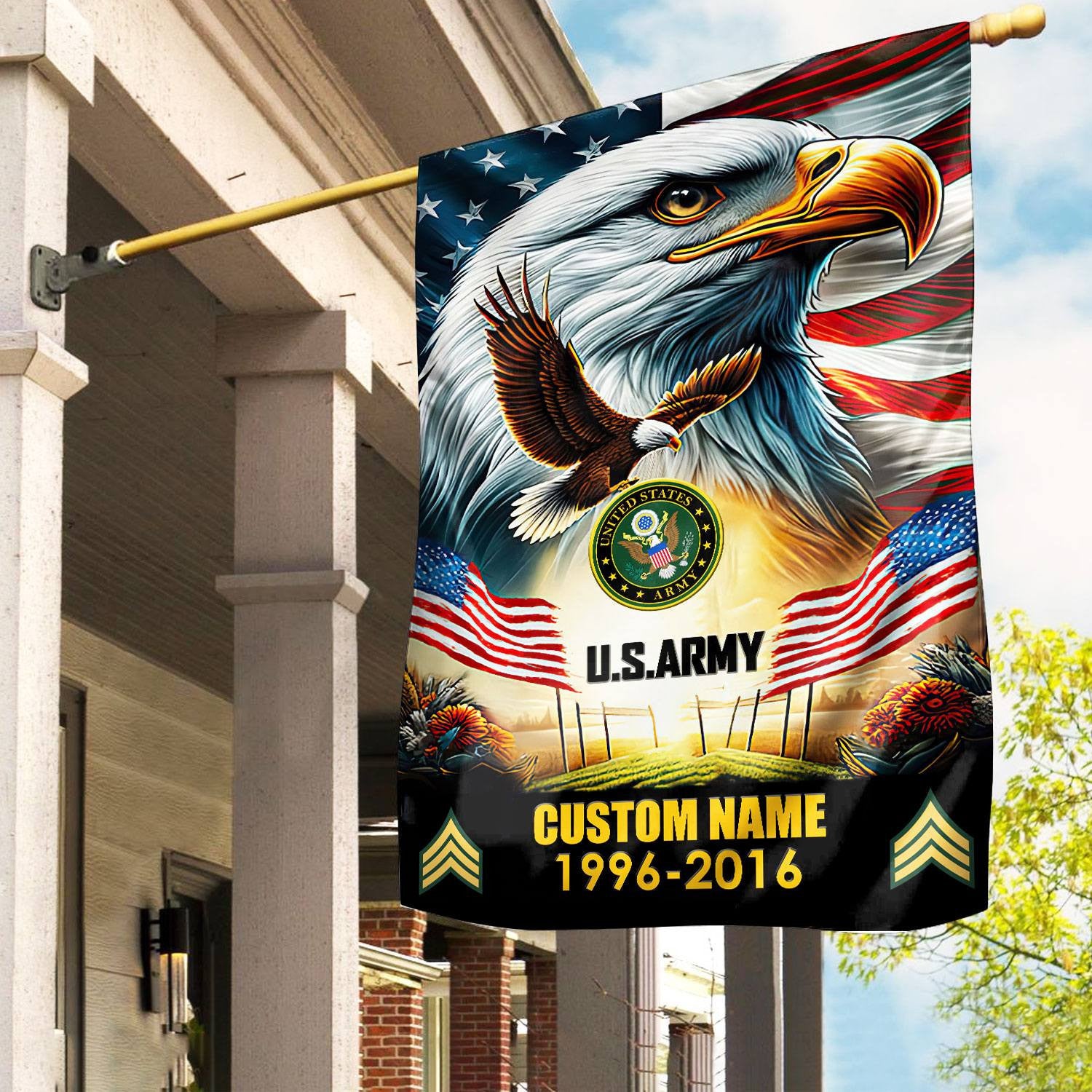 Premium Custom Name, Rank US Army Flag VPVC110201, Gift For Army Veteran, American Flag, Patriotic Flag, Garden Flag, House Flag, Best Gifts On Father's Day, Independence Day, Veterans Day.
