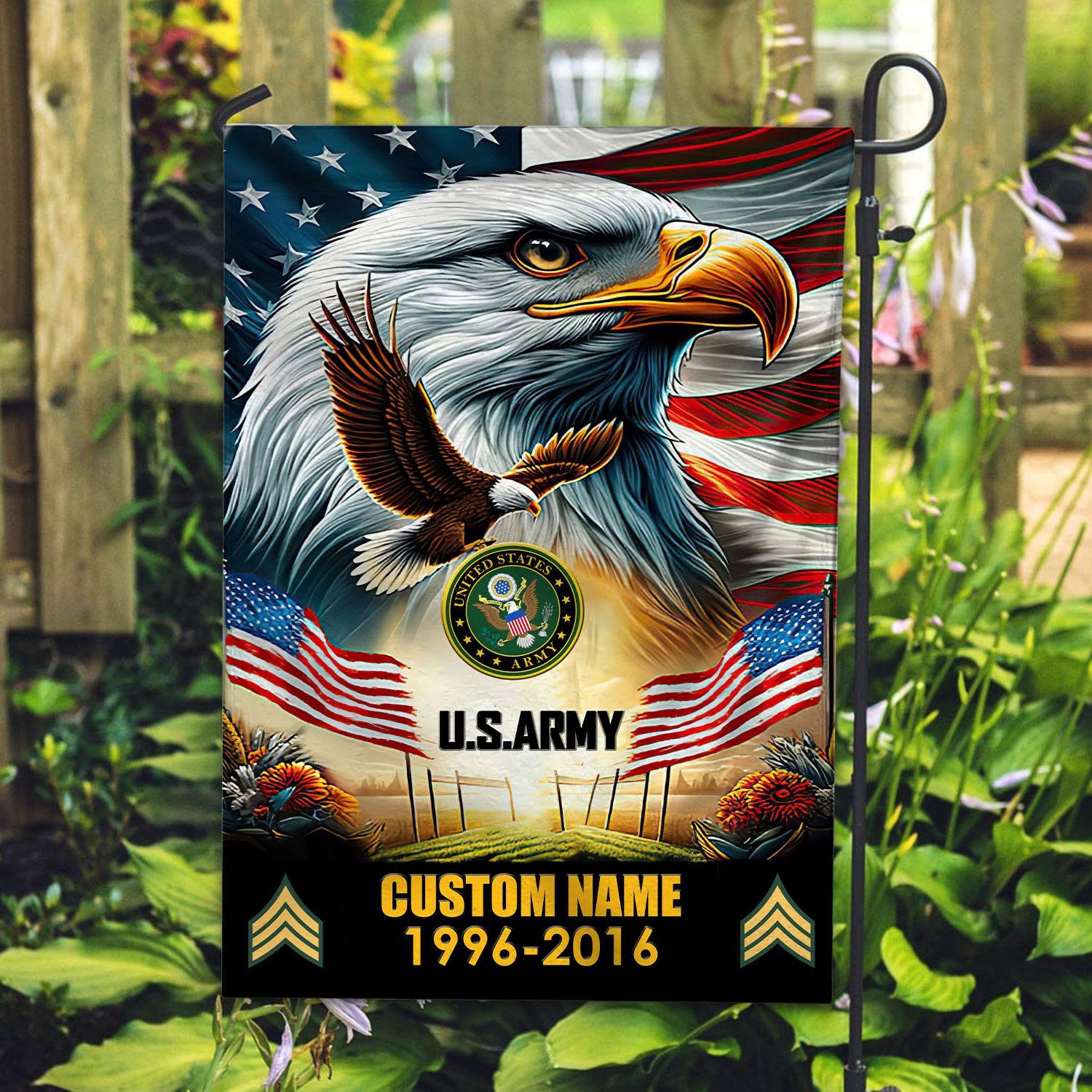 Premium Custom Name, Rank US Army Flag VPVC110201, Gift For Army Veteran, American Flag, Patriotic Flag, Garden Flag, House Flag, Best Gifts On Father's Day, Independence Day, Veterans Day.