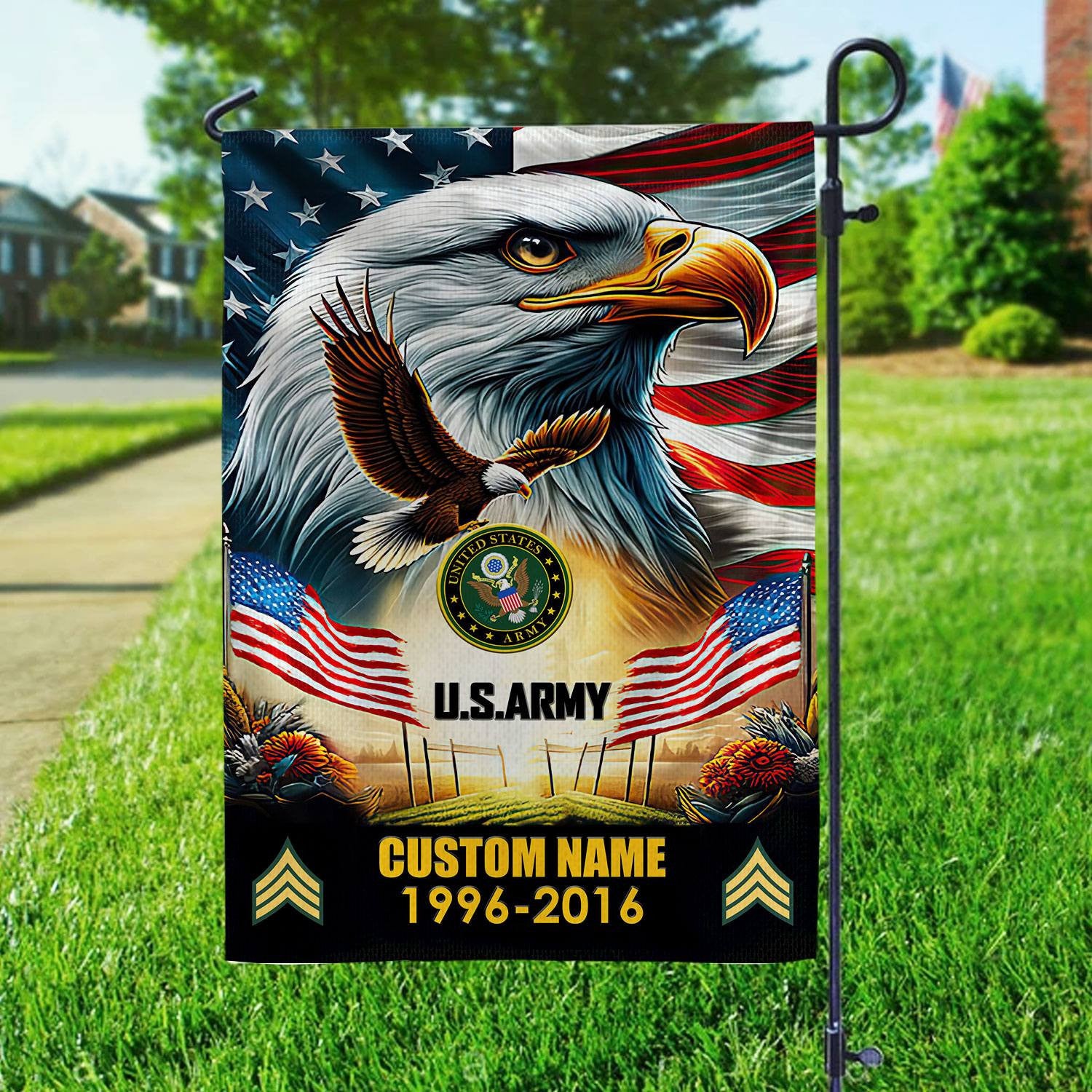 Premium Custom Name, Rank US Army Flag VPVC110201, Gift For Army Veteran, American Flag, Patriotic Flag, Garden Flag, House Flag, Best Gifts On Father's Day, Independence Day, Veterans Day.
