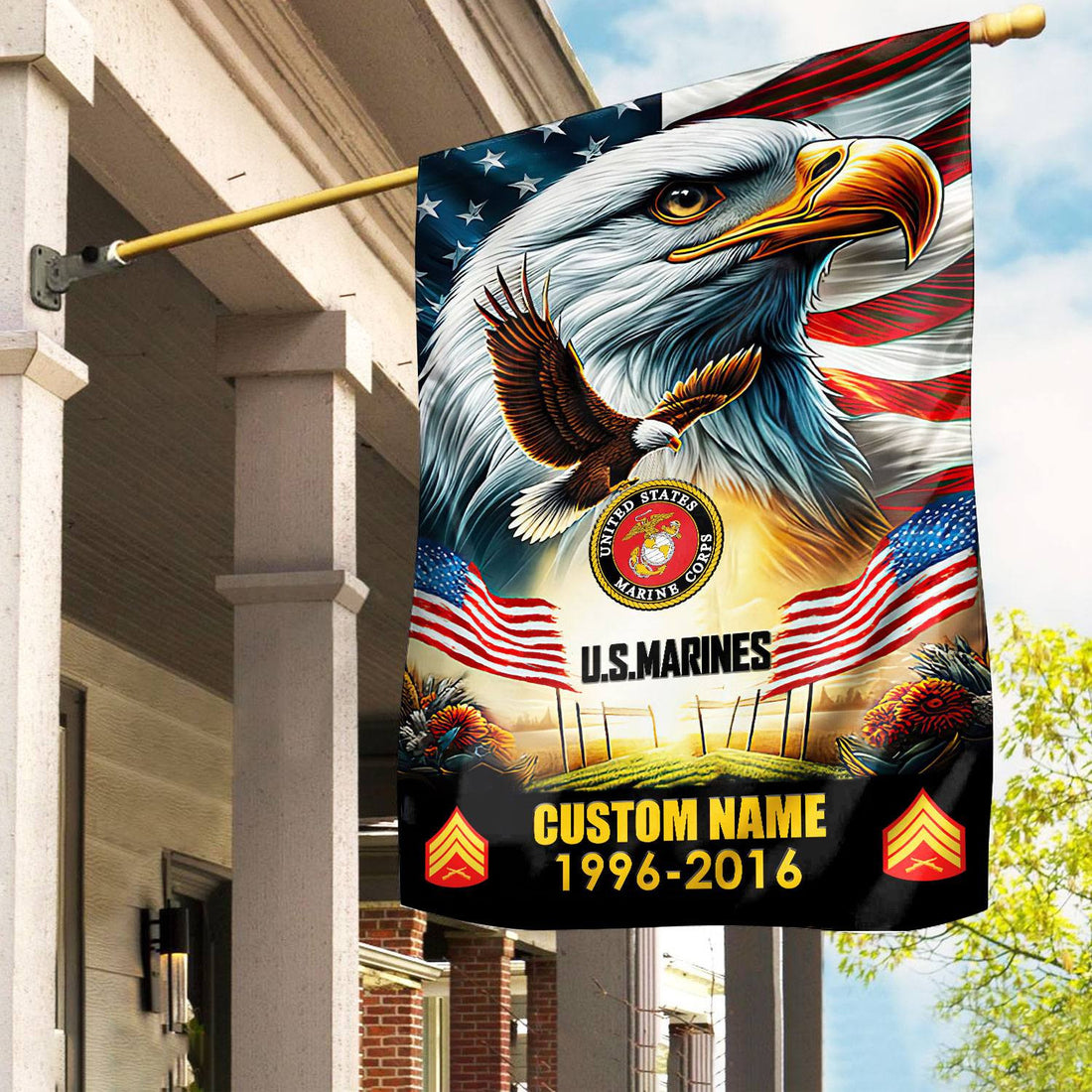 Premium Custom Name, Rank USMC Flag VPVC110203, Gift For Marine Veteran, American Flag, Patriotic Flag, Garden Flag, House Flag, Best Gifts On Father's Day, Independence Day, Veterans Day.