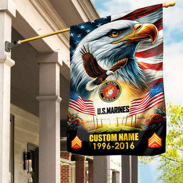Premium Custom Name, Rank USMC Flag VPVC110203, Gift For Marine Veteran, American Flag, Patriotic Flag, Garden Flag, House Flag, Best Gifts On Father's Day, Independence Day, Veterans Day.