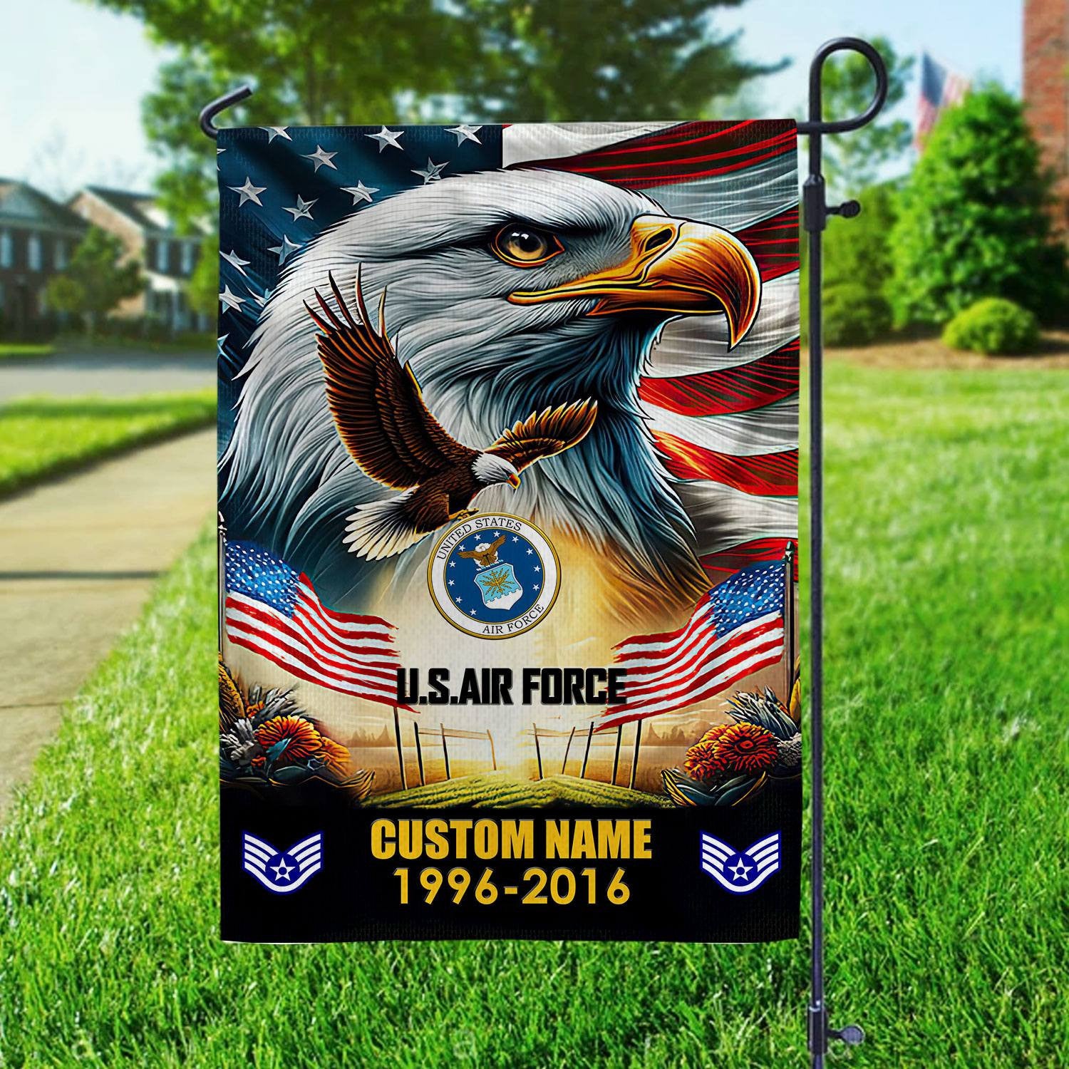 Premium Custom Name, Rank USAF Flag VPVC110204, Gift For Air Force Veteran, American Flag, Patriotic Flag, Garden Flag, House Flag, Best Gifts On Father's Day, Independence Day, Veterans Day.