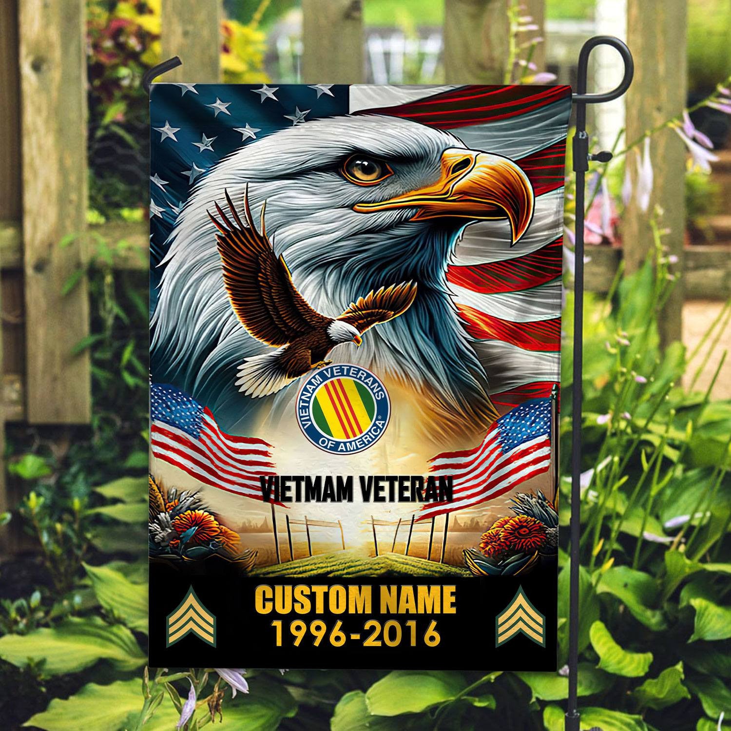 Premium Custom Name, Rank Vietnam Veteran Flag VPVC110206, Gift For Vietnam Veteran, American Flag, Patriotic Flag, Garden Flag, House Flag, Best Gifts On Father's Day, Independence Day, Veterans Day.