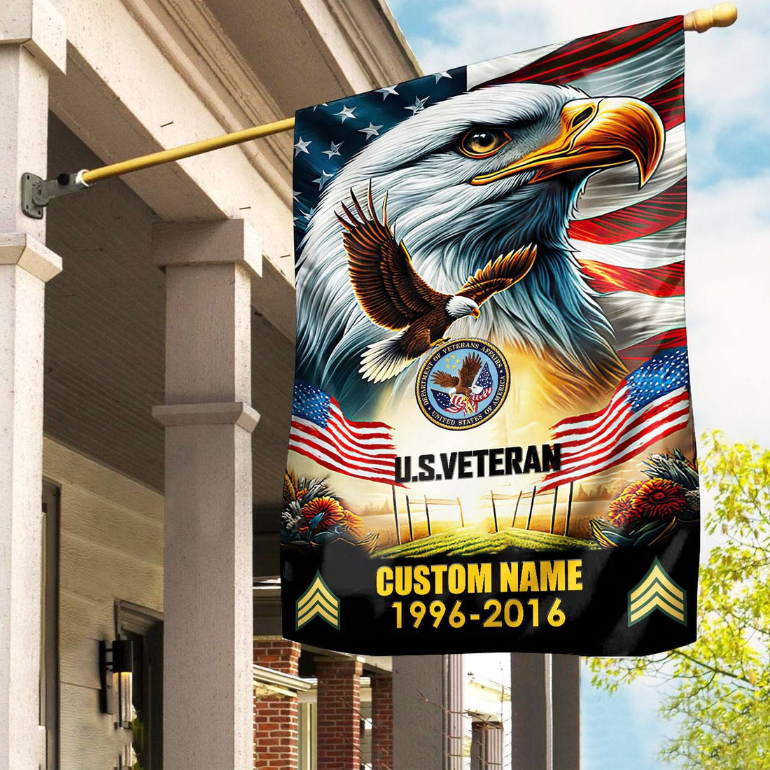 Premium Custom Name, Rank US Veteran Flag VPVC110207, Gift For US Veteran, American Flag, Patriotic Flag, Garden Flag, House Flag, Best Gifts On Father's Day, Independence Day, Veterans Day.