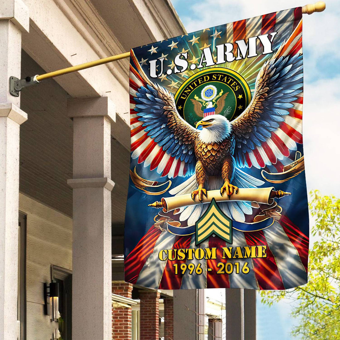 Premium Custom Name, Rank US Army Flag VPVC110301, Gift For Army Veteran, American Flag, Patriotic Flag, Garden Flag, House Flag, Best Gifts On Father's Day, Independence Day, Veterans Day.