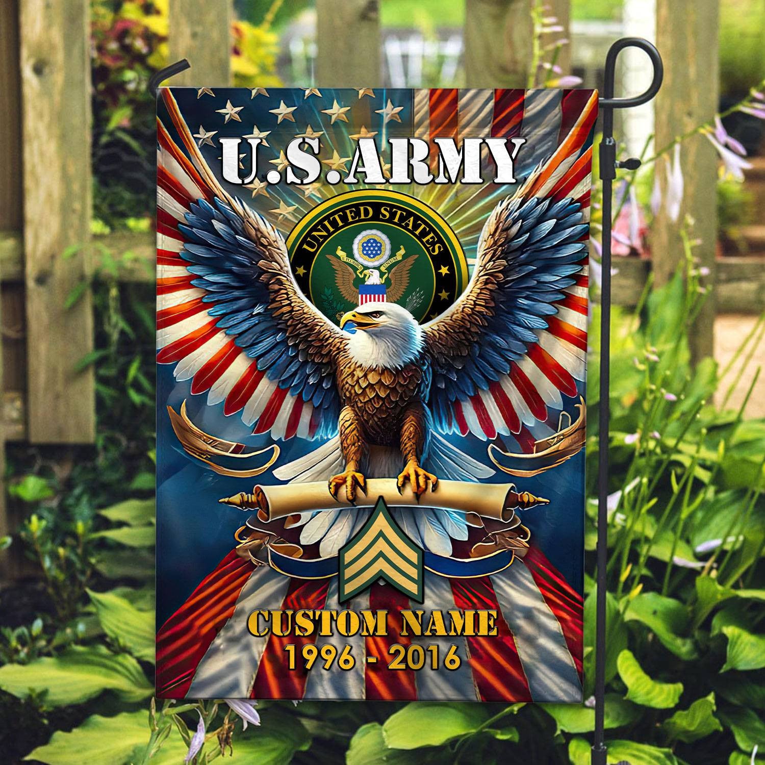 Premium Custom Name, Rank US Army Flag VPVC110301, Gift For Army Veteran, American Flag, Patriotic Flag, Garden Flag, House Flag, Best Gifts On Father's Day, Independence Day, Veterans Day.