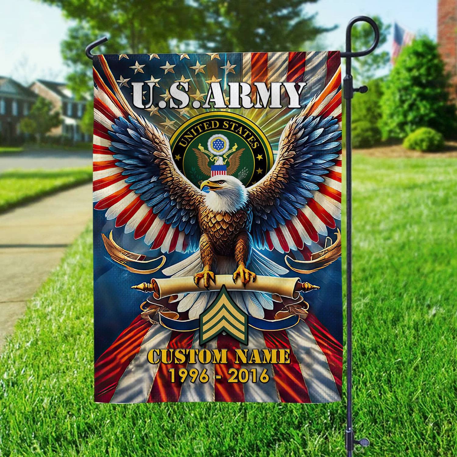 Premium Custom Name, Rank US Army Flag VPVC110301, Gift For Army Veteran, American Flag, Patriotic Flag, Garden Flag, House Flag, Best Gifts On Father's Day, Independence Day, Veterans Day.