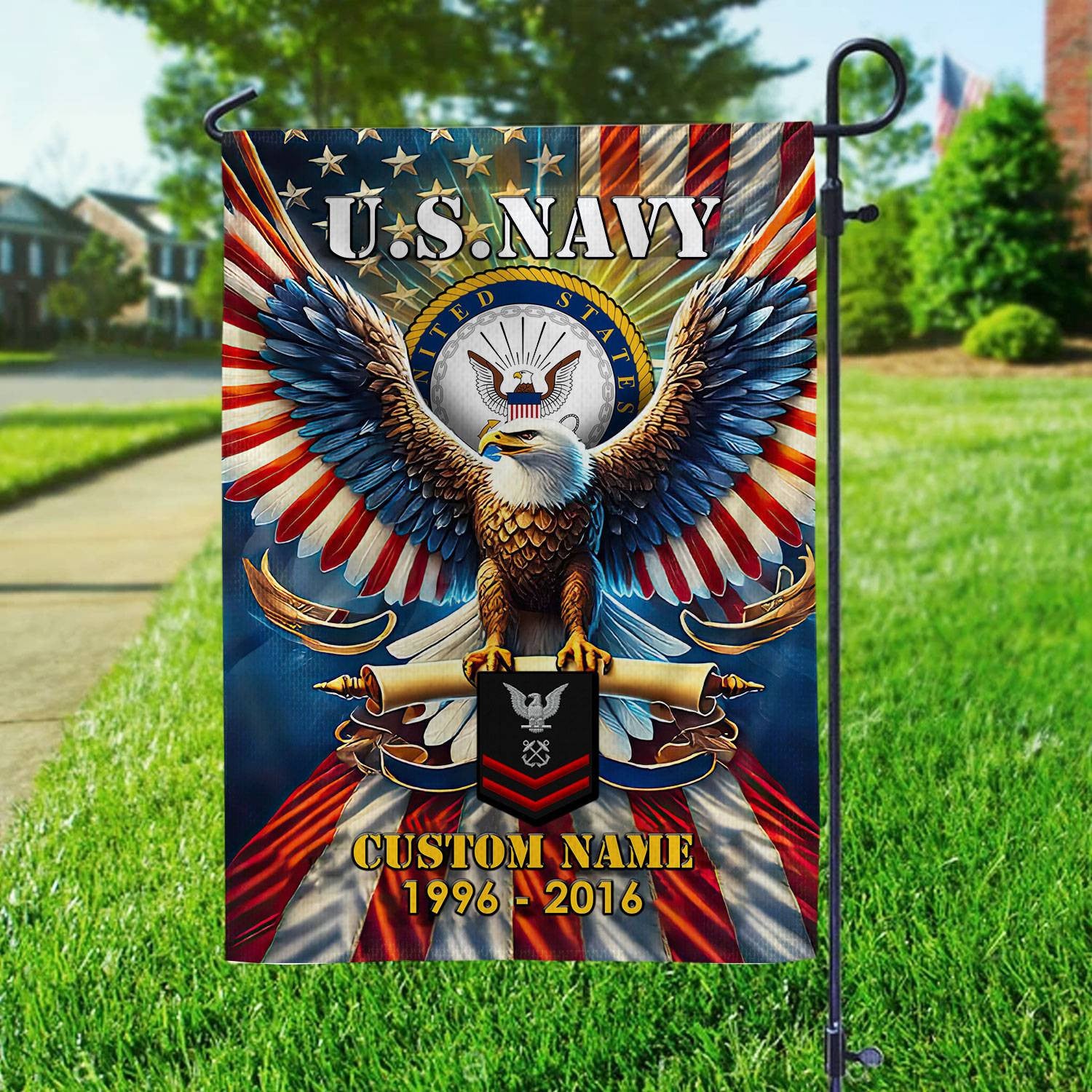 Premium Custom Name, Rank US Navy Flag VPVC110302, Gift For Navy Veteran, American Flag, Patriotic Flag, Garden Flag, House Flag, Best Gifts On Father's Day, Independence Day, Veterans Day.