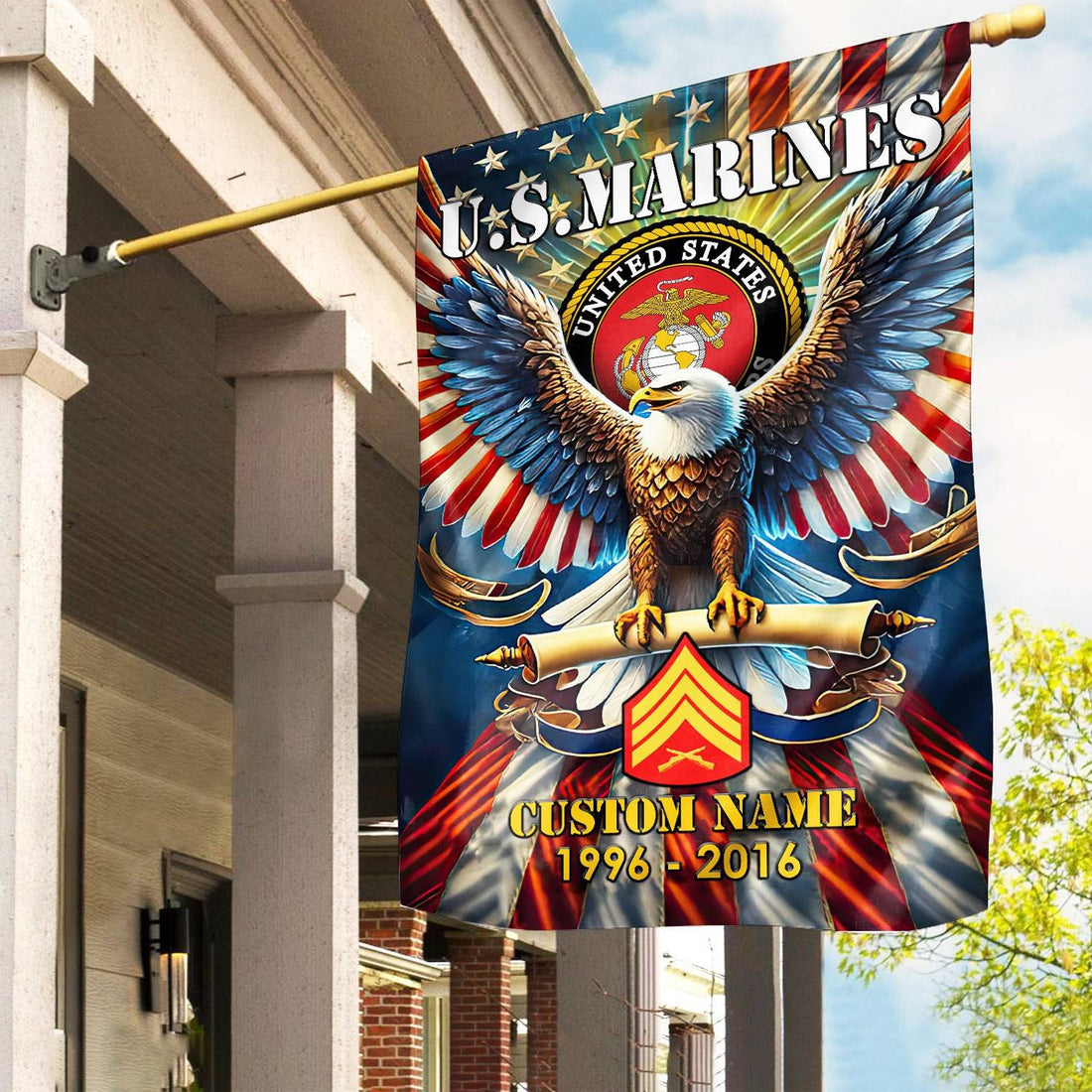 Premium Custom Name, Rank USMC Flag VPVC110303, Gift For Marine Veteran, American Flag, Patriotic Flag, Garden Flag, House Flag, Best Gifts On Father's Day, Independence Day, Veterans Day.