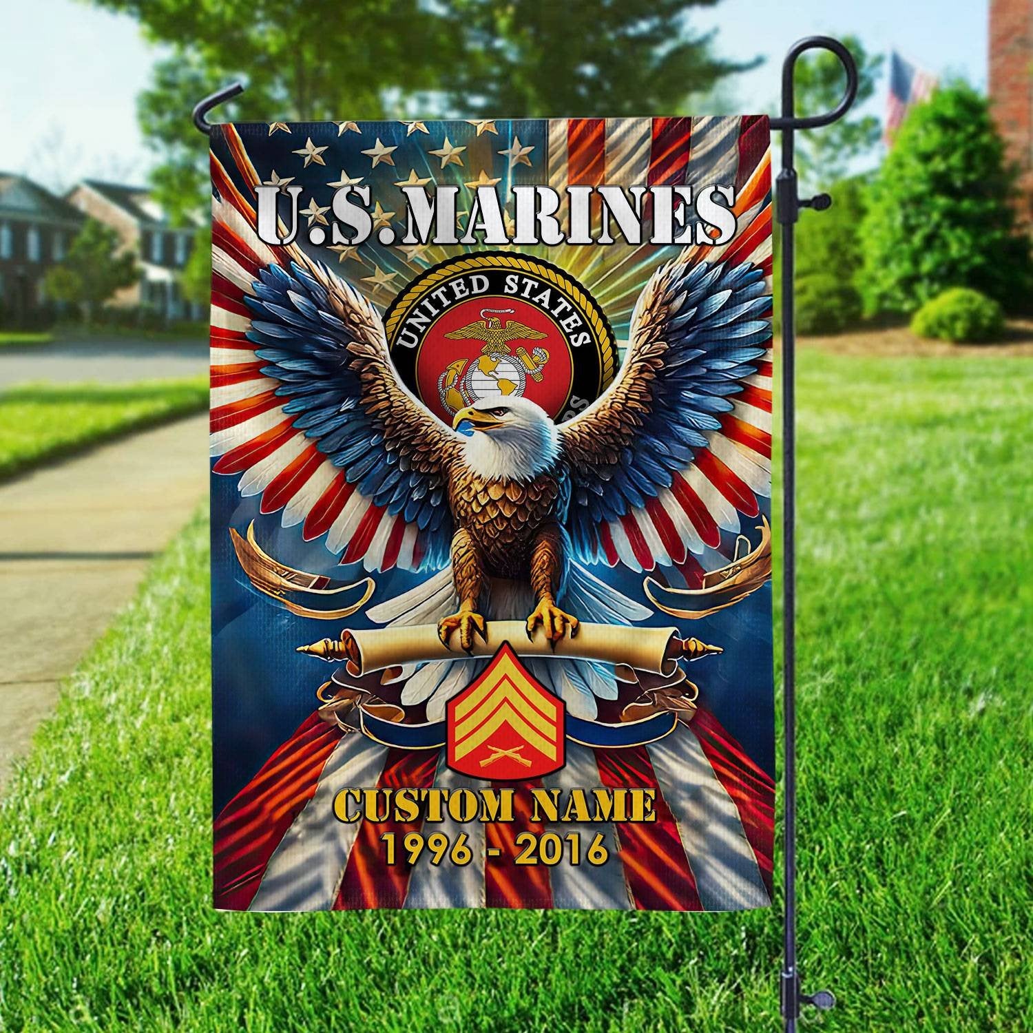 Premium Custom Name, Rank USMC Flag VPVC110303, Gift For Marine Veteran, American Flag, Patriotic Flag, Garden Flag, House Flag, Best Gifts On Father's Day, Independence Day, Veterans Day.