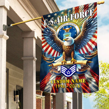 Premium Custom Name, Rank USAF Flag VPVC110304, Gift For Air Force Veteran, American Flag, Patriotic Flag, Garden Flag, House Flag, Best Gifts On Father's Day, Independence Day, Veterans Day.