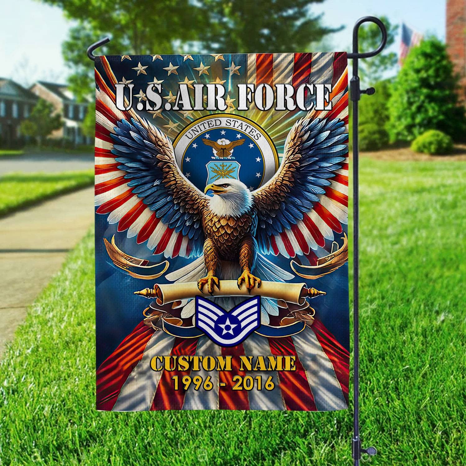 Premium Custom Name, Rank USAF Flag VPVC110304, Gift For Air Force Veteran, American Flag, Patriotic Flag, Garden Flag, House Flag, Best Gifts On Father's Day, Independence Day, Veterans Day.